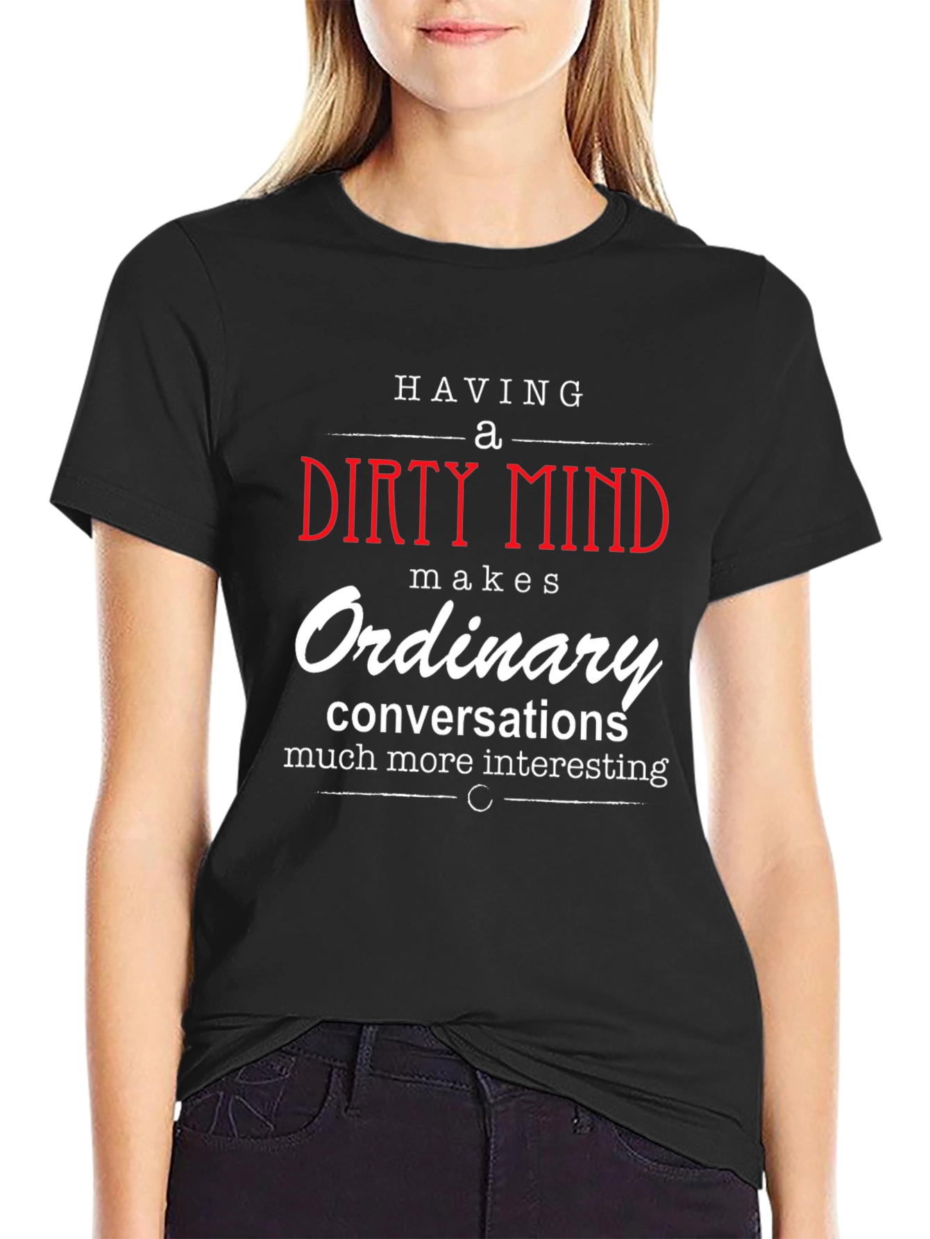 Black Dirty Mind Interesting Conversations Graphic T-Shirt view 2