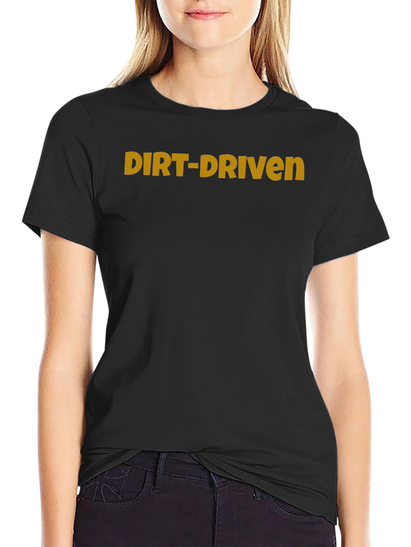 Black Dirt-Driven Graphic Tee - Black Cotton T-Shirt view 2
