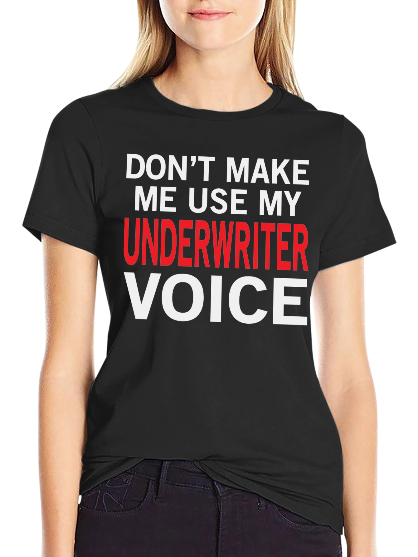Black Underwriter Voice T-Shirt - Funny Job Profession Tee view 2