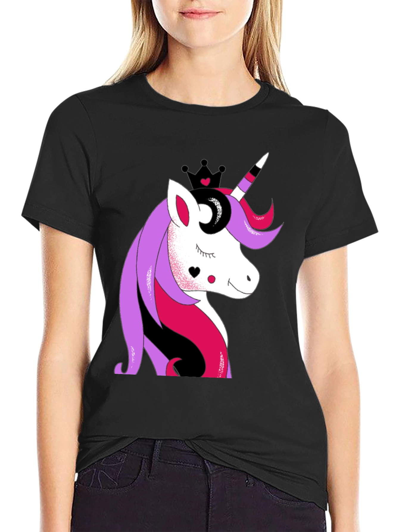 Black Unicorn Crown Graphic T-Shirt - Stylish and Fun view 2