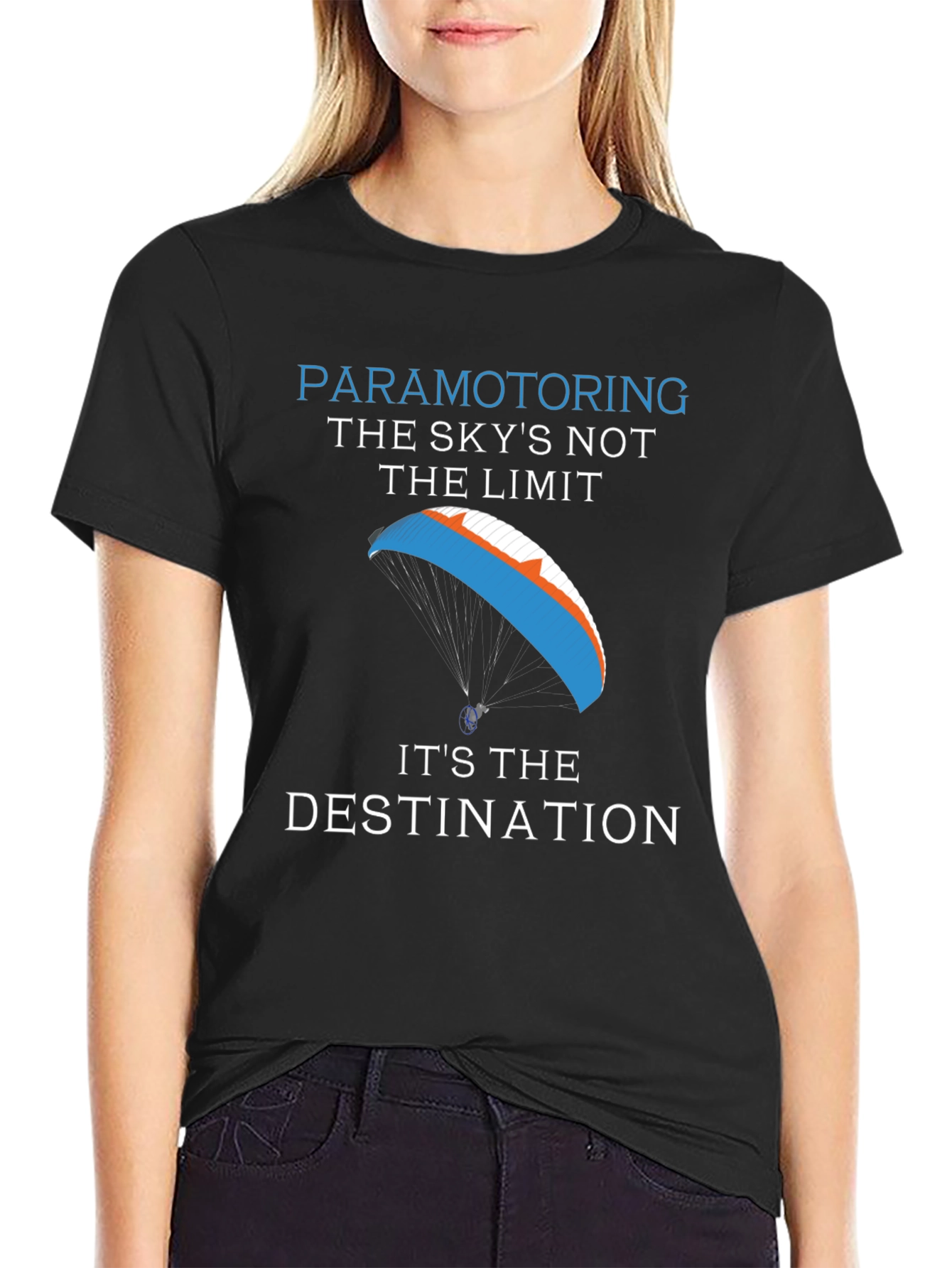 Black Paramotoring Sky's The Destination T-Shirt view 2