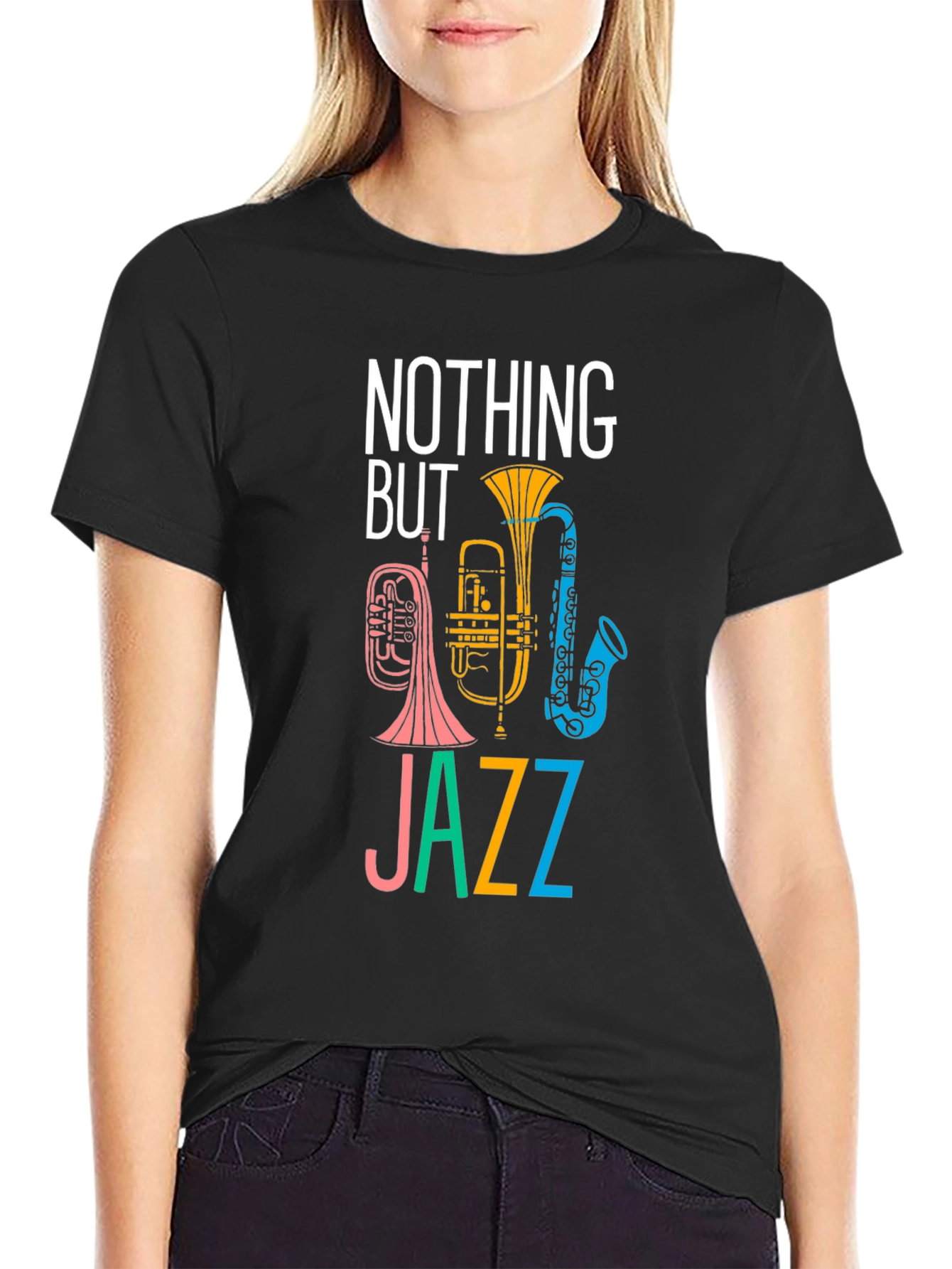 Black Nothing But Jazz Graphic T-Shirt view 2