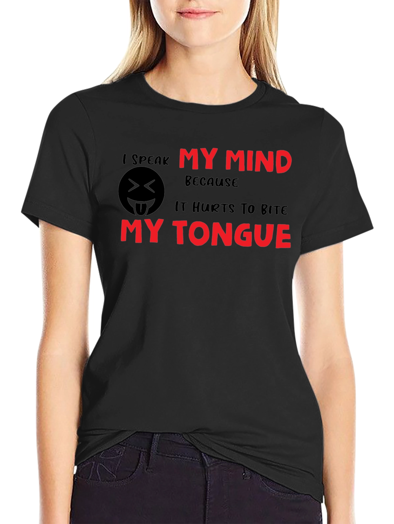 Black I Speak My Mind Black Cotton T-Shirt view 2