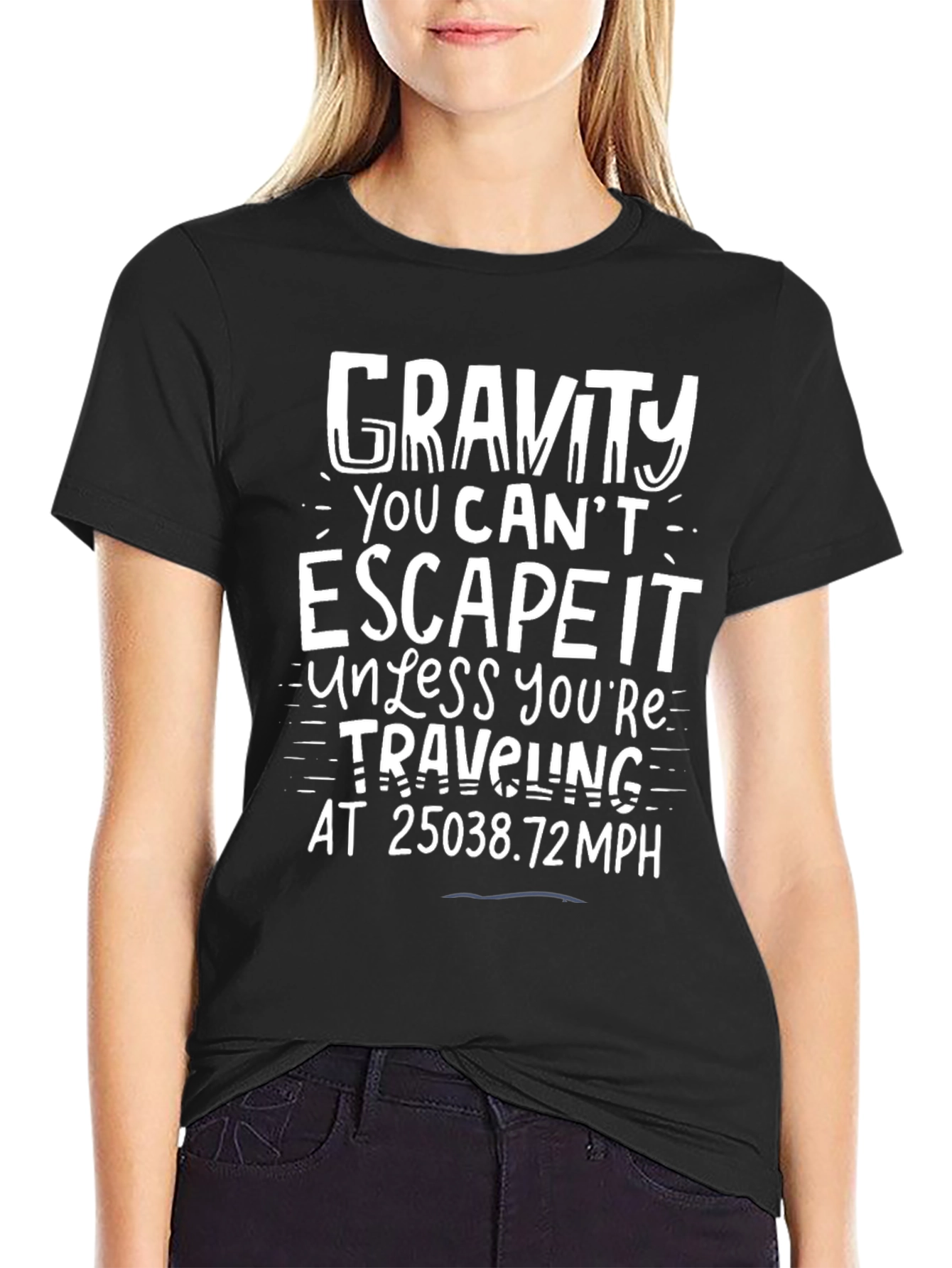 Black Gravity Escape Velocity Graphic Tee view 2