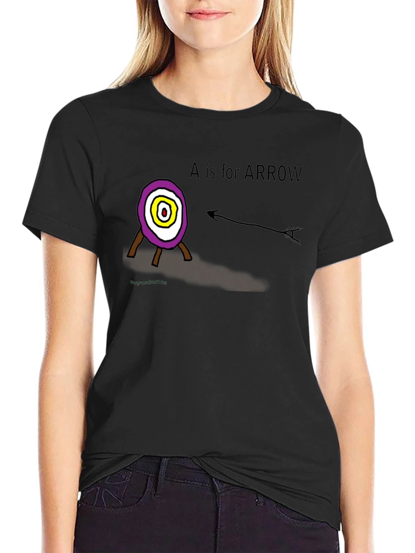 Black A is for Arrow T-shirt view 2