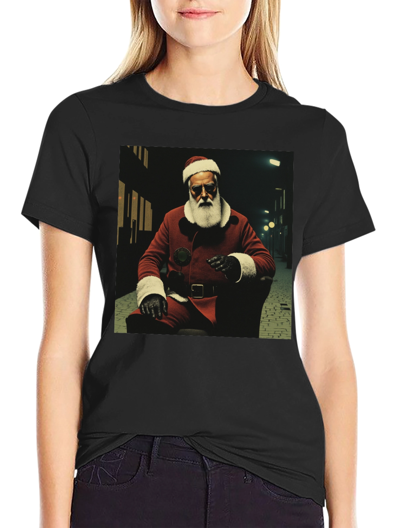 Black Cool Santa T-Shirt view 2