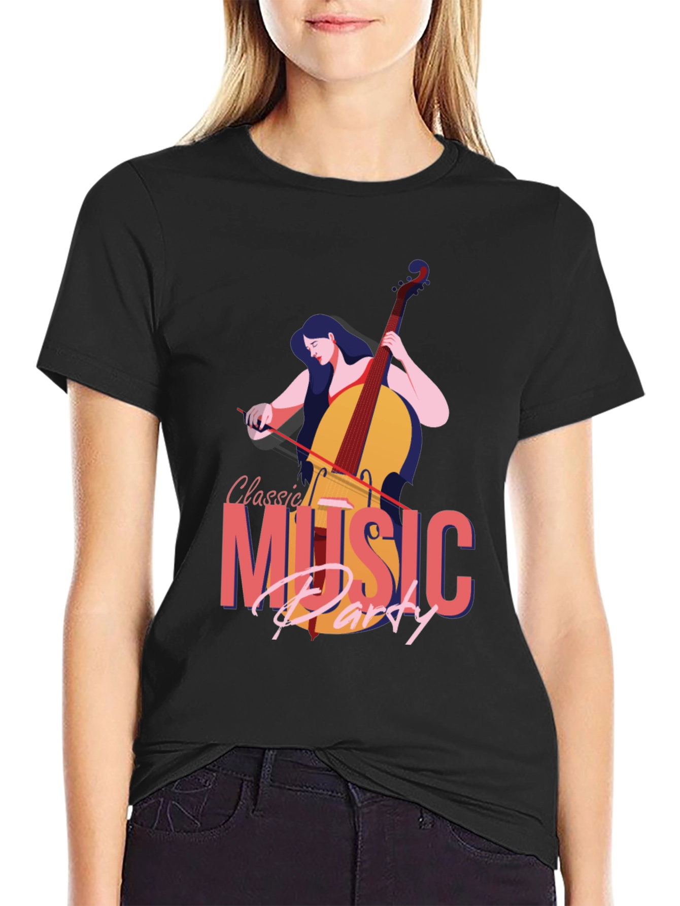 Black Classic Music Party Graphic T-Shirt view 2