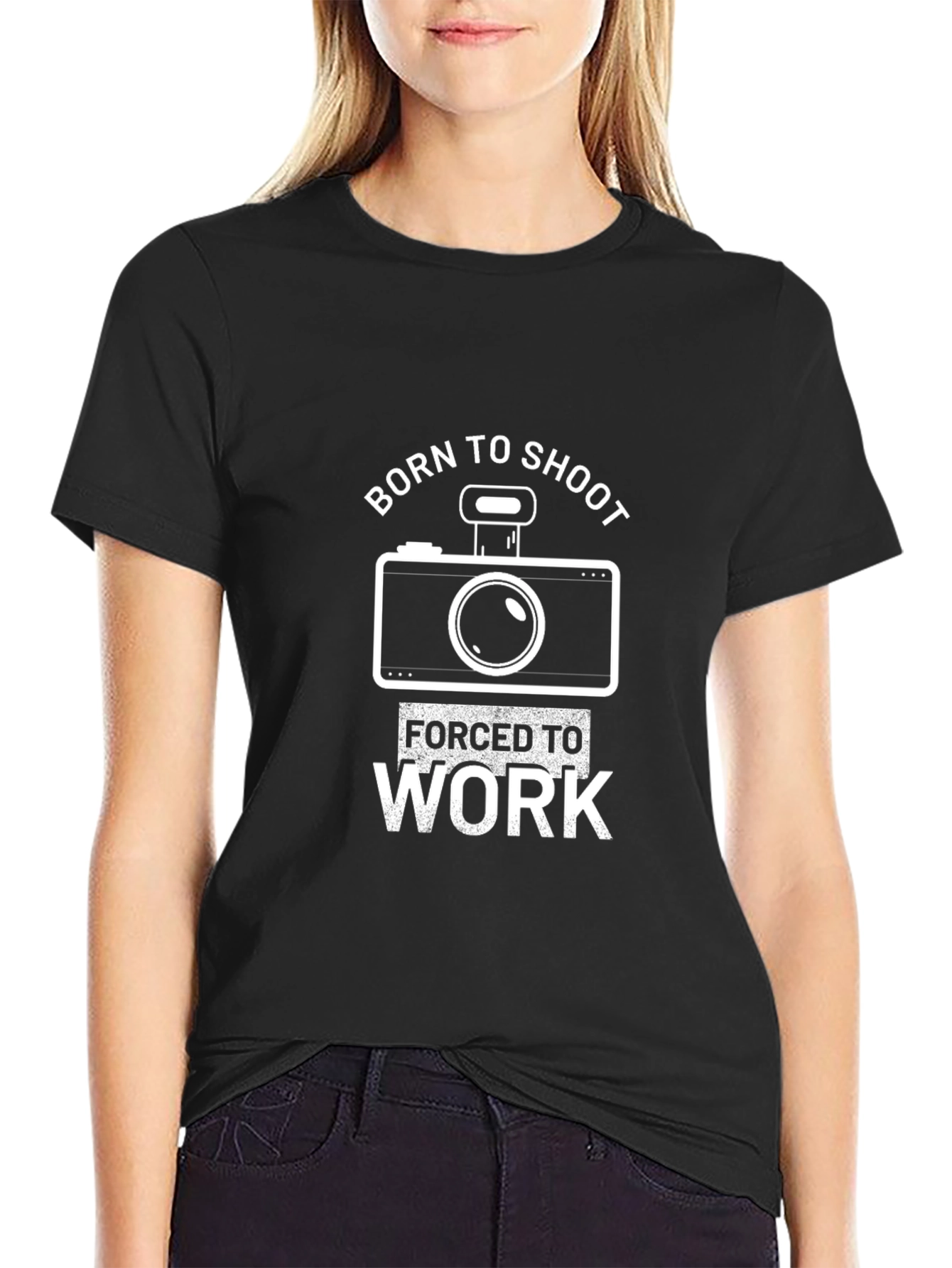 Black Born to Shoot T-Shirt, Photography Lover Tee view 2