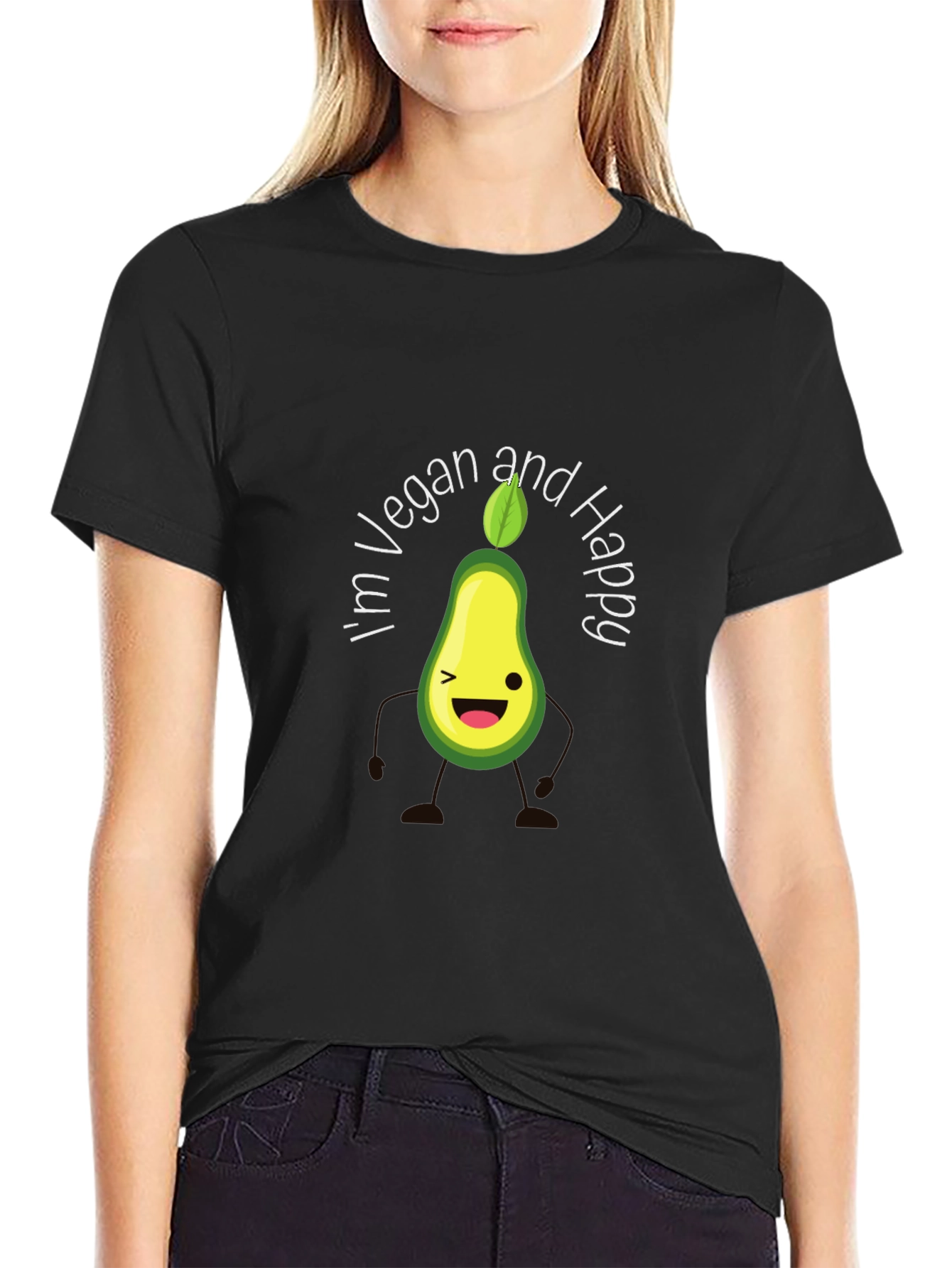 Black Vegan Avocado Graphic T-Shirt view 2