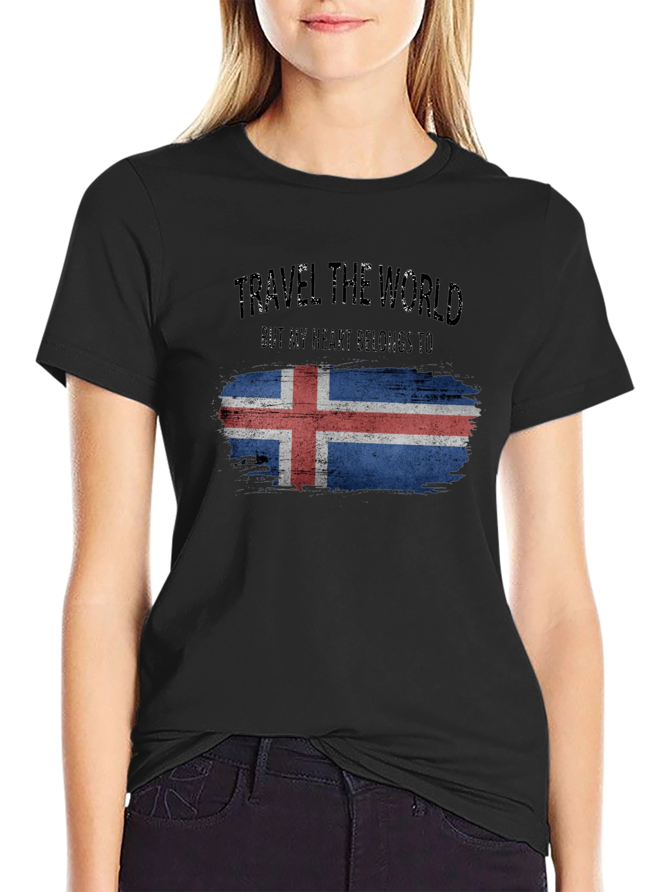 Black Iceland Flag Travel T-Shirt view 2