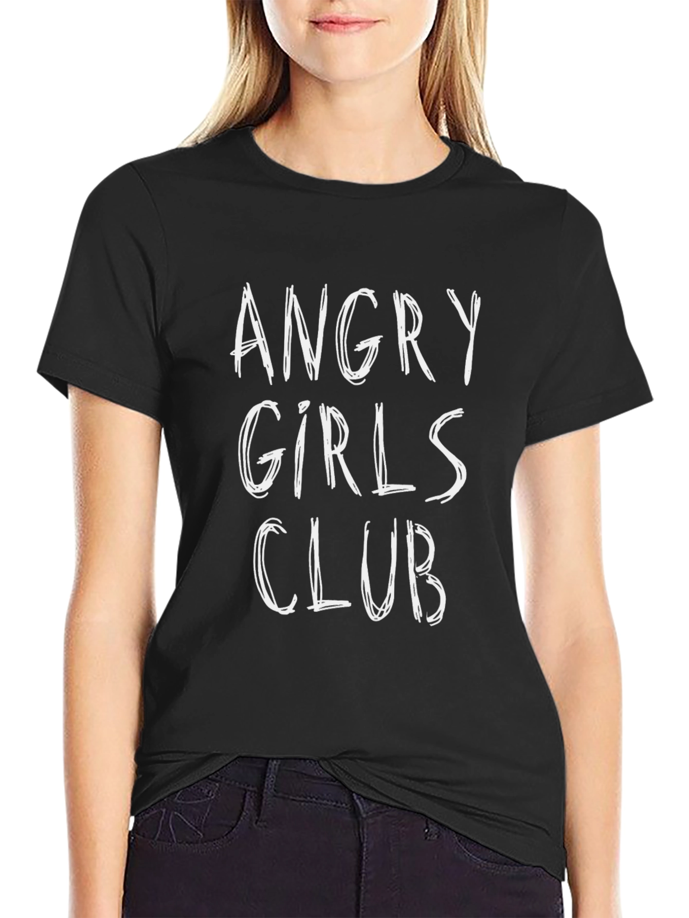 Black Angry Girls Club Black Graphic Tee view 2
