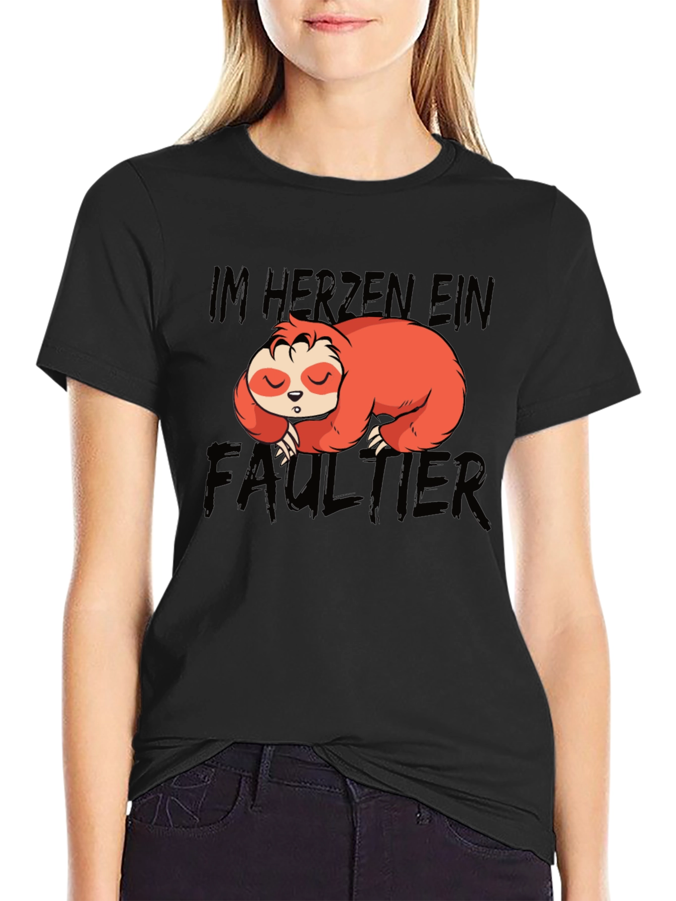 Black Im Herzen Ein Faultier Sloth Graphic T-Shirt view 2