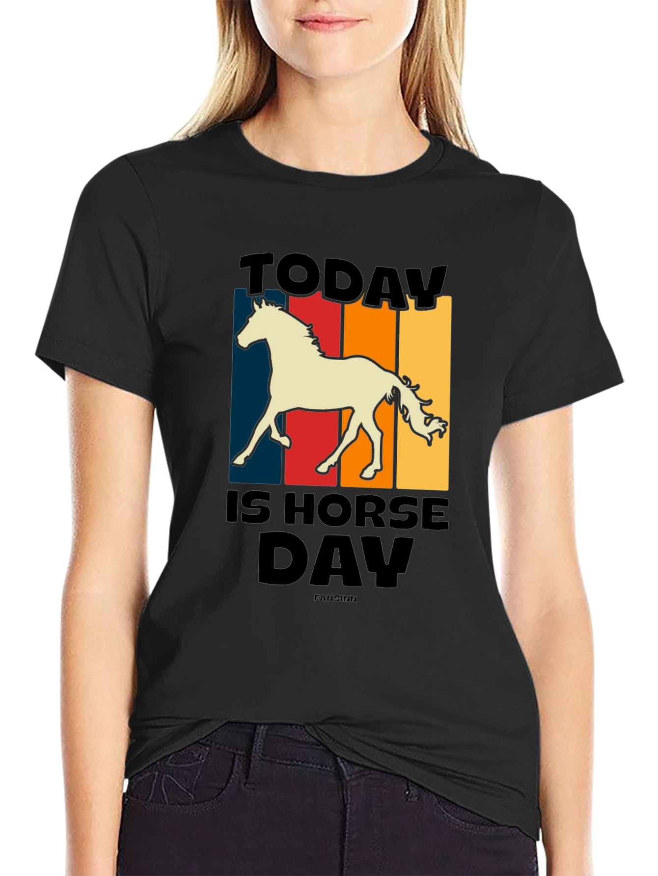 Black Today Is Horse Day Retro Graphic Tee view 2