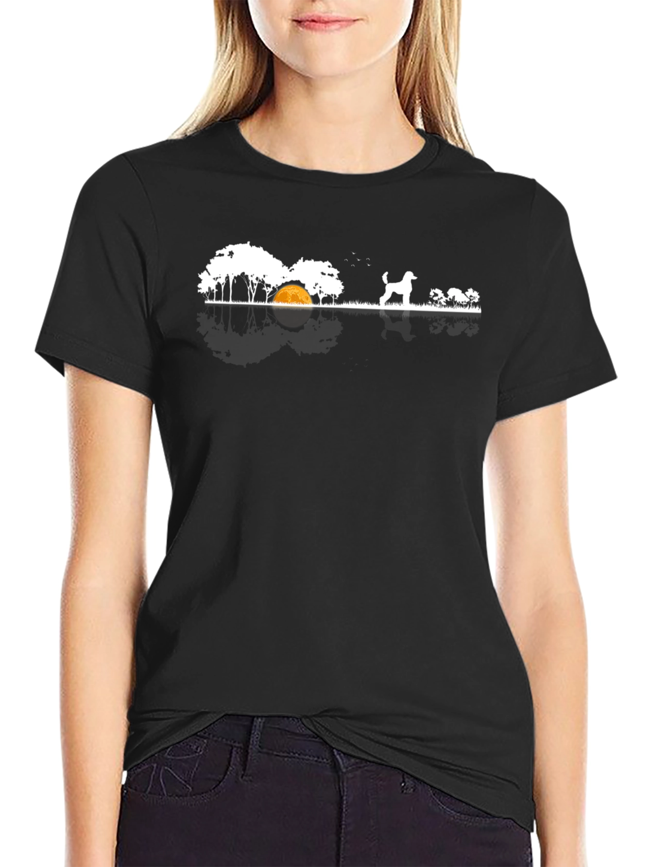 Black Dog Camping Scene T-Shirt - Black view 2
