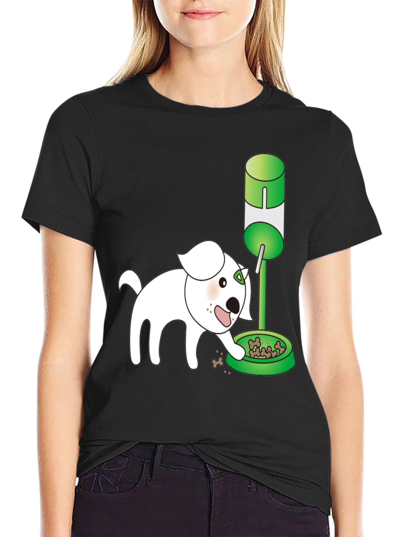 Black Dog Cartoon Graphic T-Shirt view 2