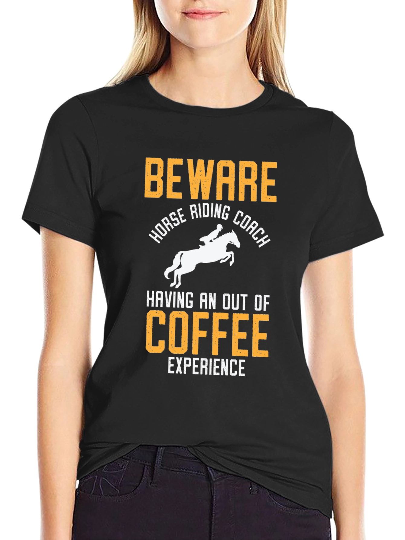 Black Beware Horse Riding Coach T-Shirt view 2