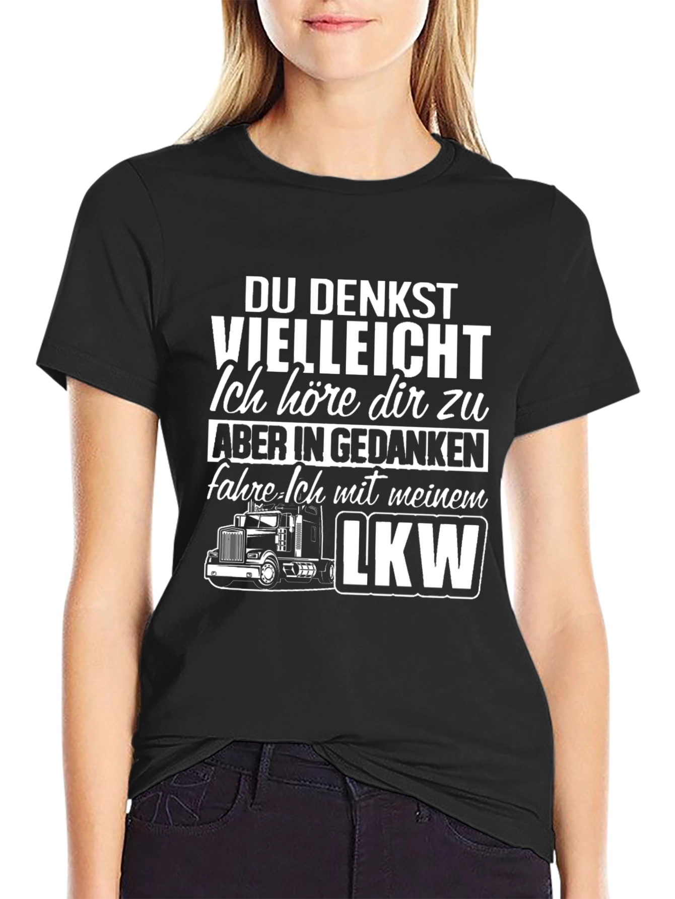 Black Trucker T-Shirt - "LKW" Design view 2