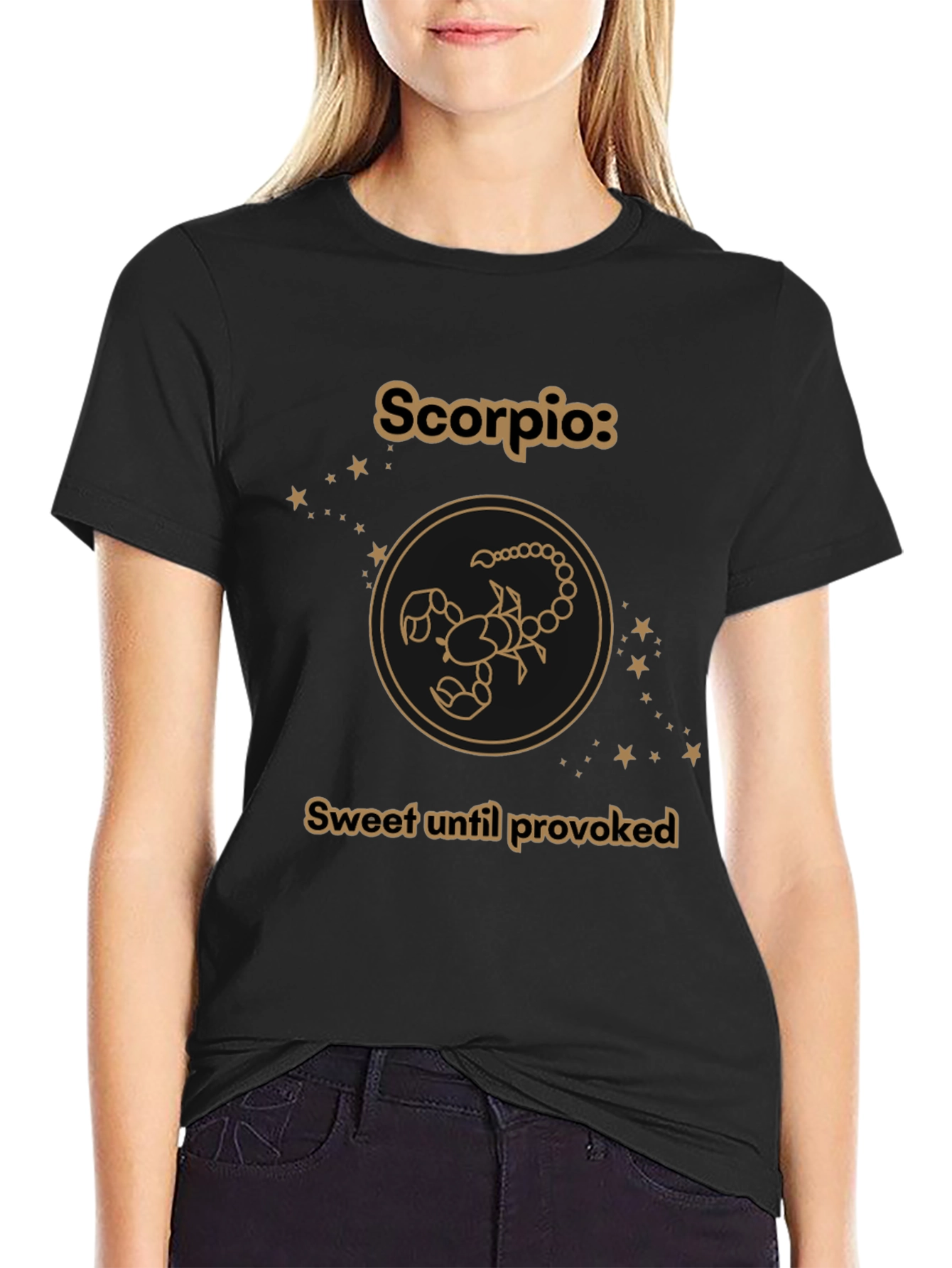 Scorpio Zodiac Tee - Sweet Until Provoked Black T-Shirt - 2