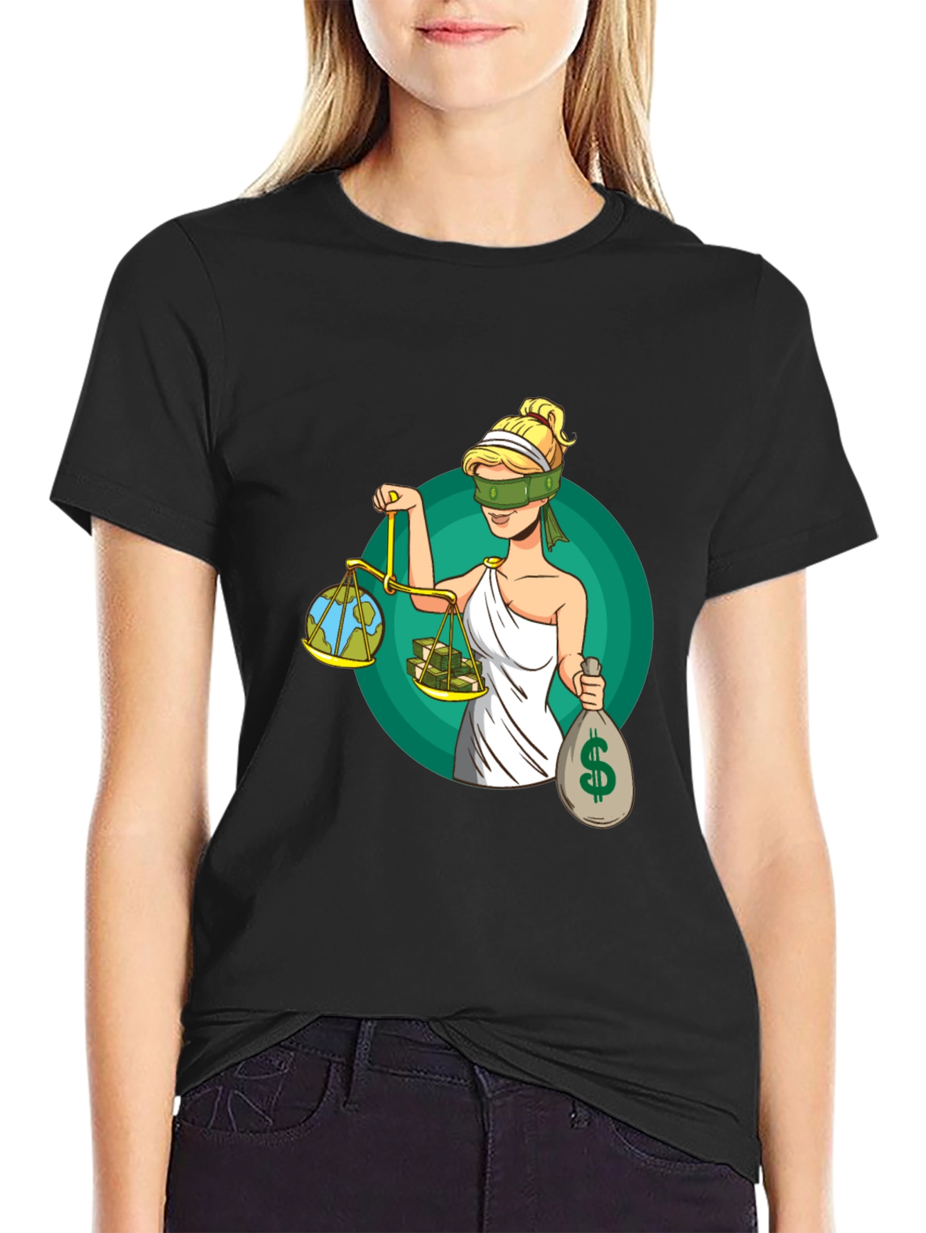 Black Justice T-Shirt - Balance of Earth and Money view 2