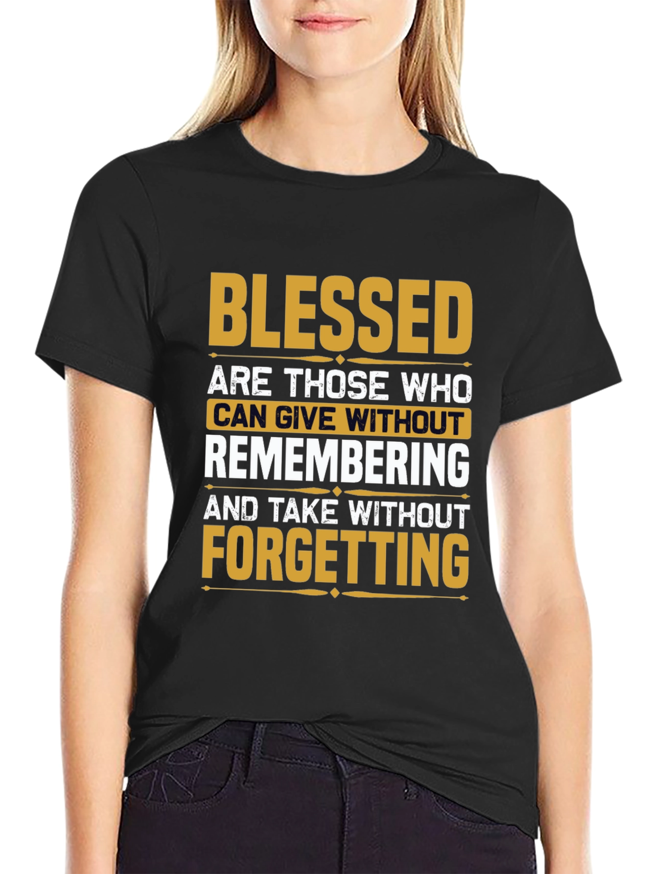 Black Blessed Inspirational Graphic T-Shirt view 2