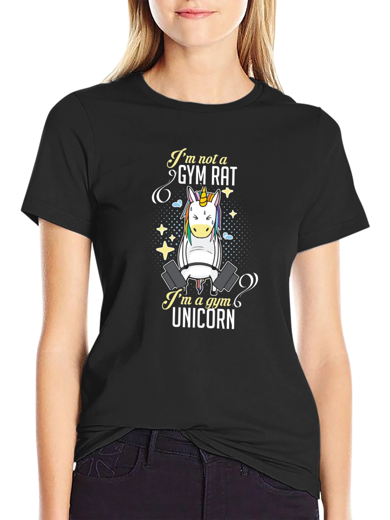 Black Gym Unicorn Graphic T-Shirt - Black view 2