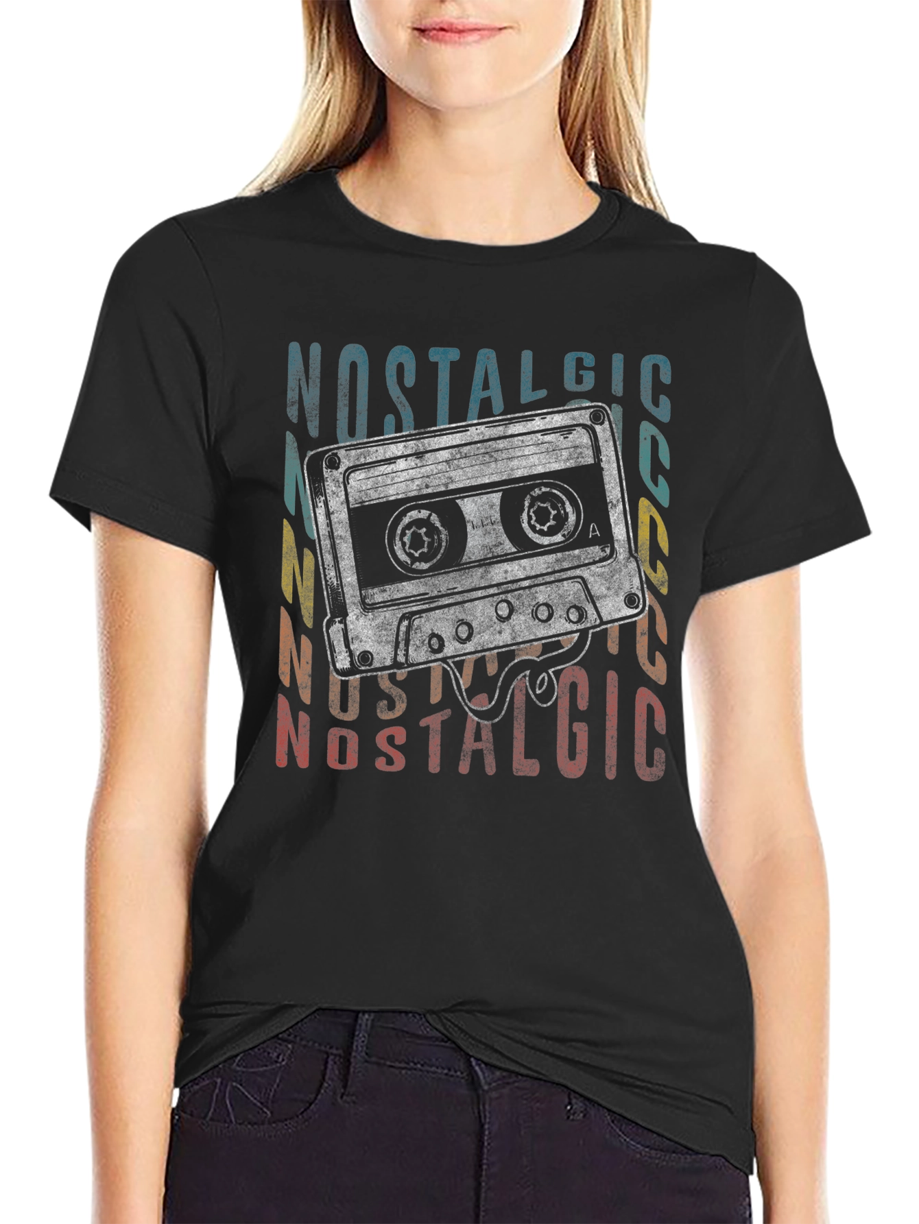 Black Vintage Cassette Tape Nostalgic T-Shirt view 2