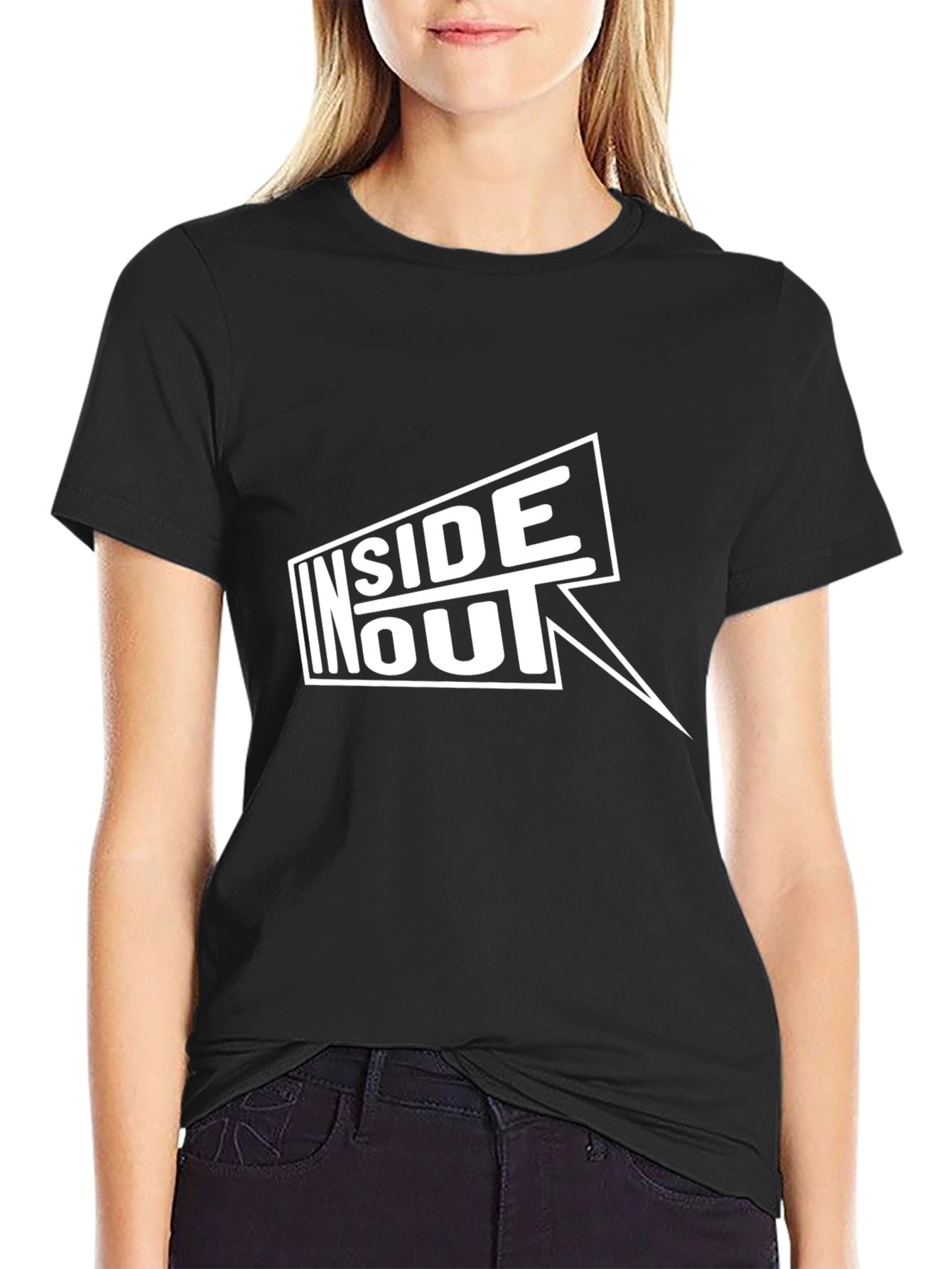 Black Inside Out Graphic Print Black T-Shirt view 2