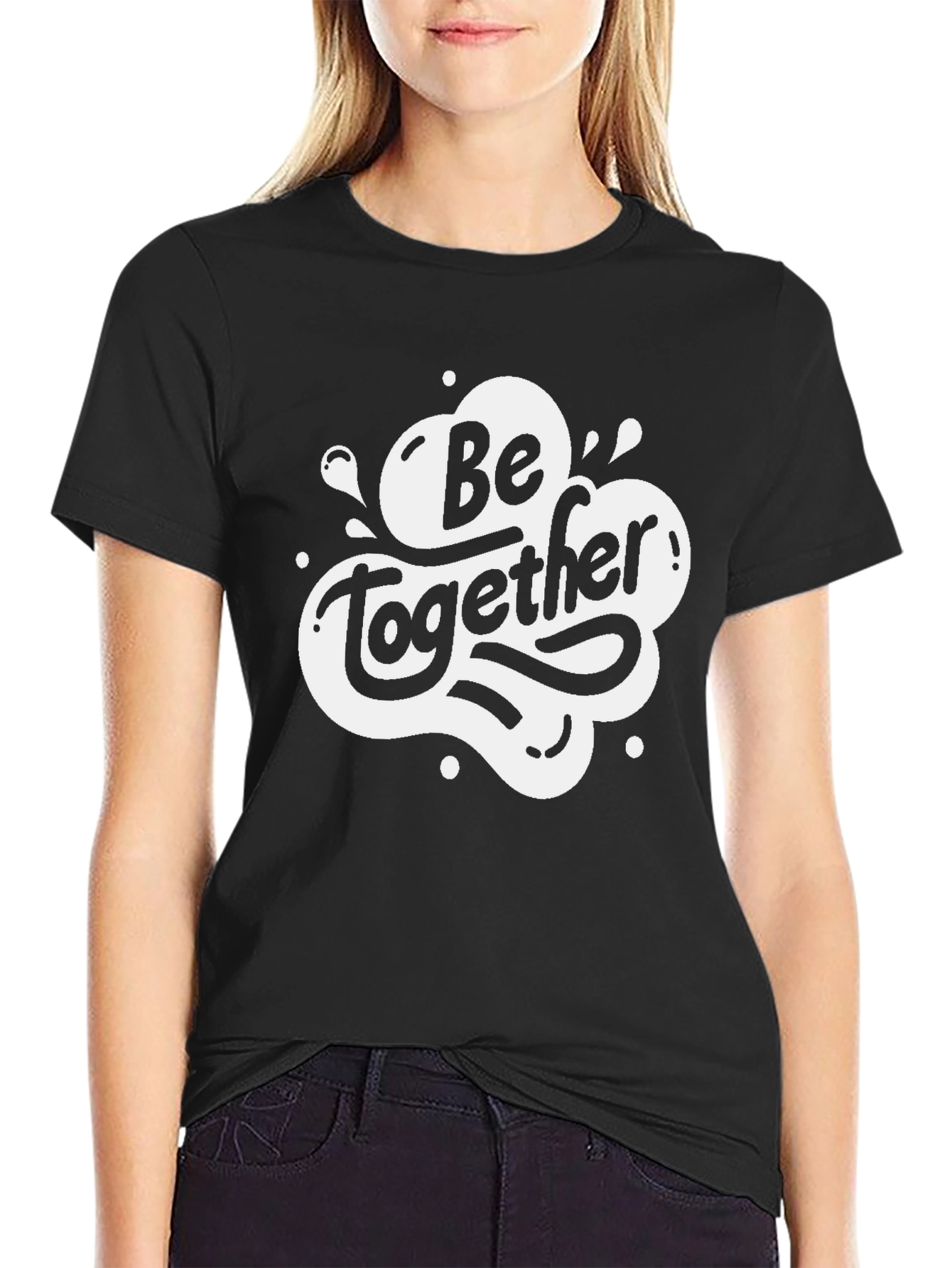 Black Be Together Graphic Tee - Stylish Black T-Shirt view 2