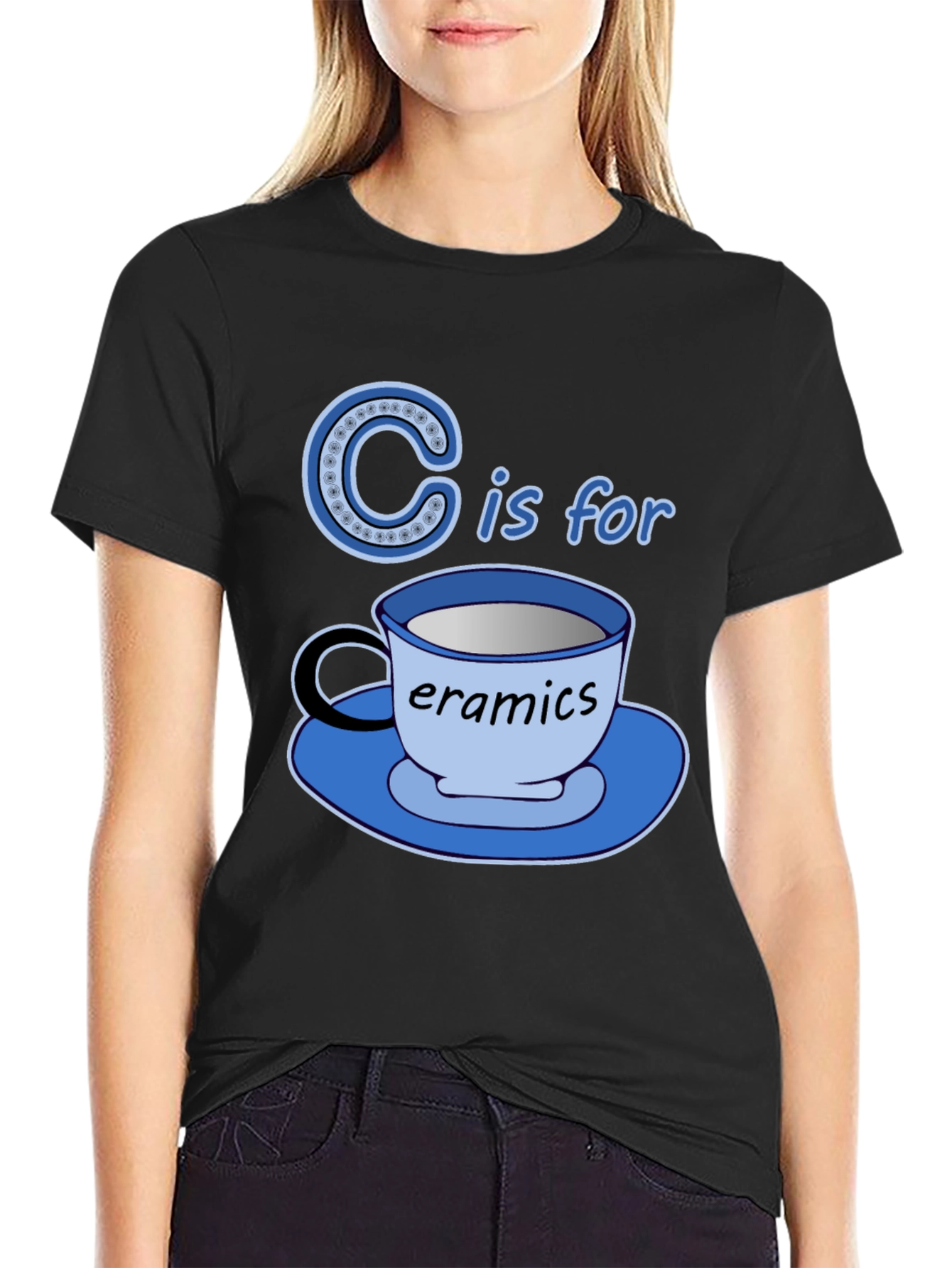 Black C is for Ceramics Funny T-Shirt view 2