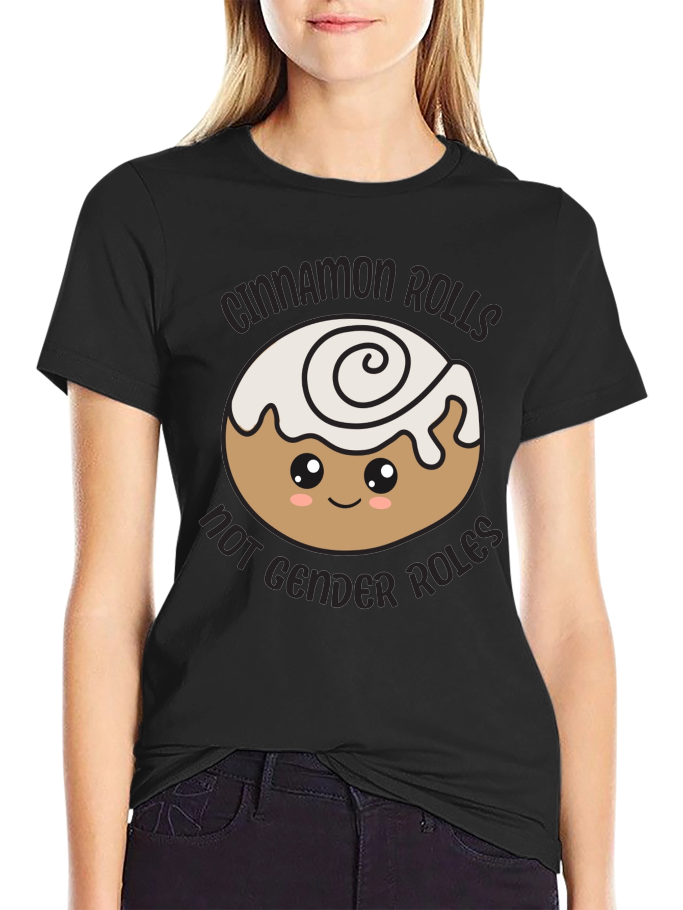 Black Cinnamon Rolls Not Gender Roles T-Shirt view 2