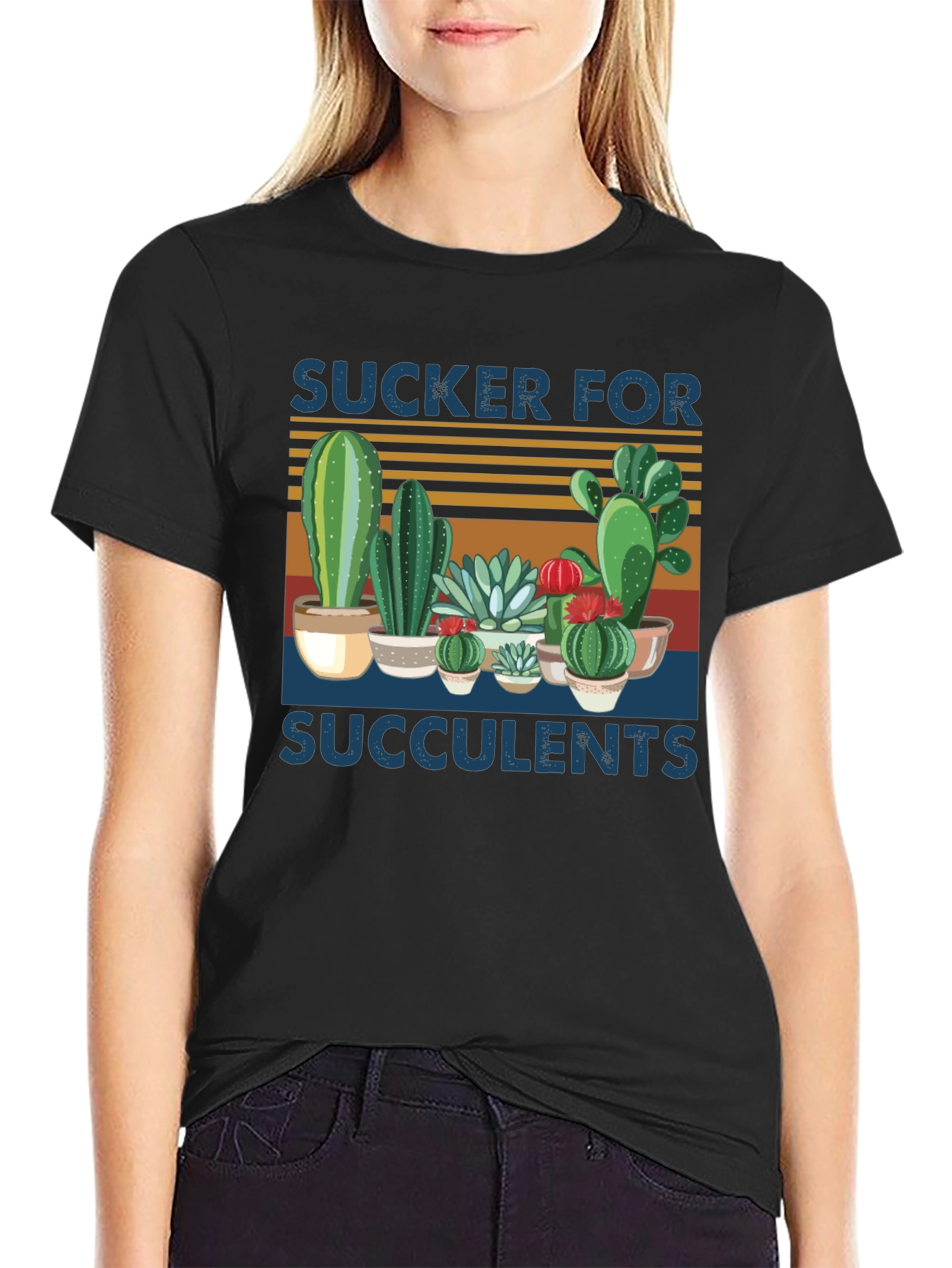 Black Sucker for Succulents Graphic Tee view 2