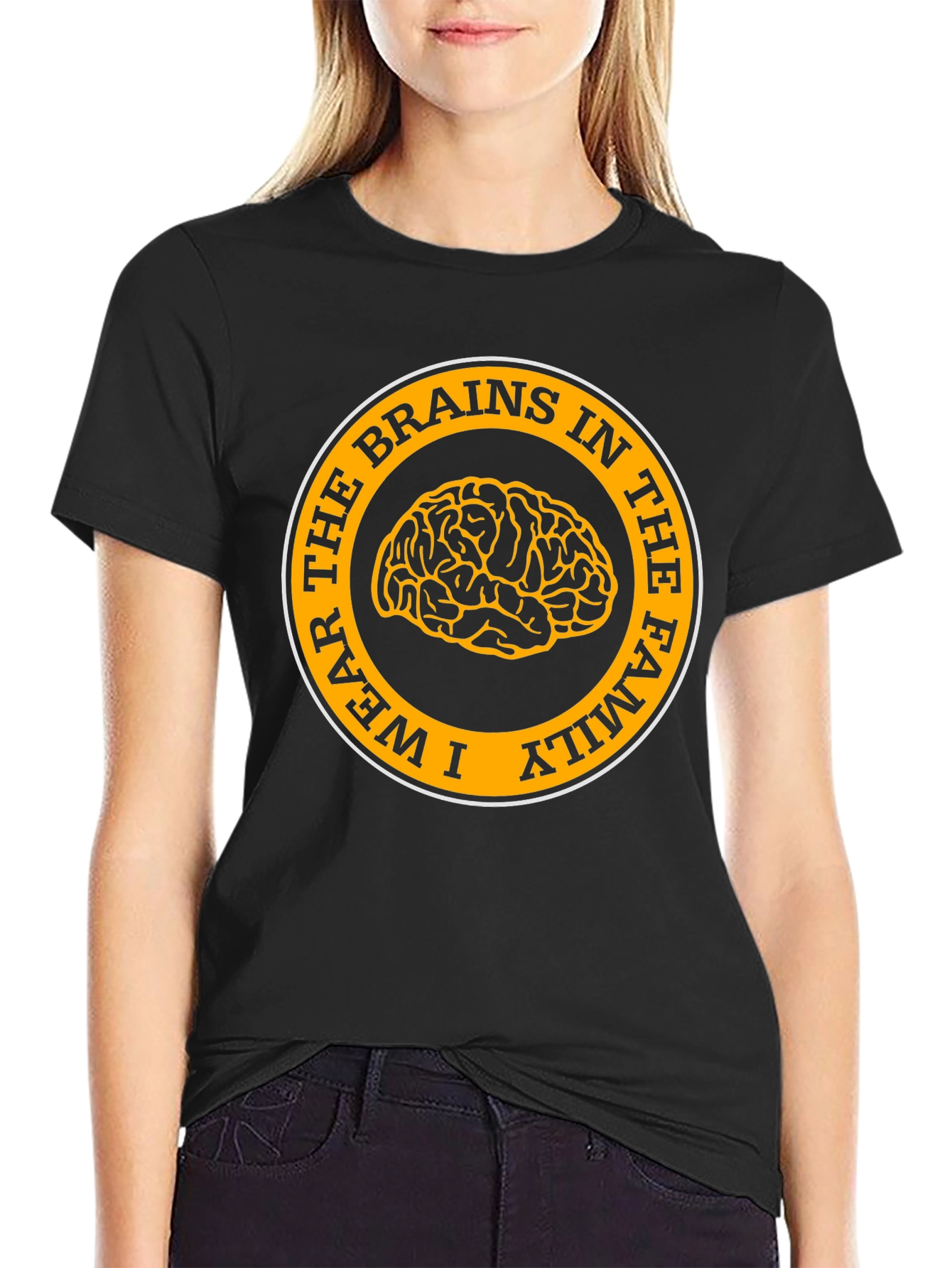 Black I Wear the Brains in the Family T-Shirt view 2