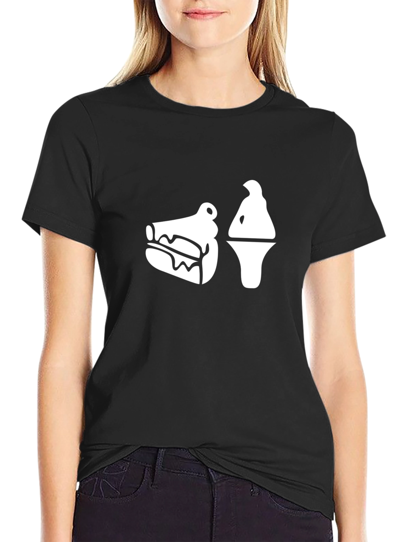 Black Foodie Black T-Shirt: Alligator & Ice Cream view 2