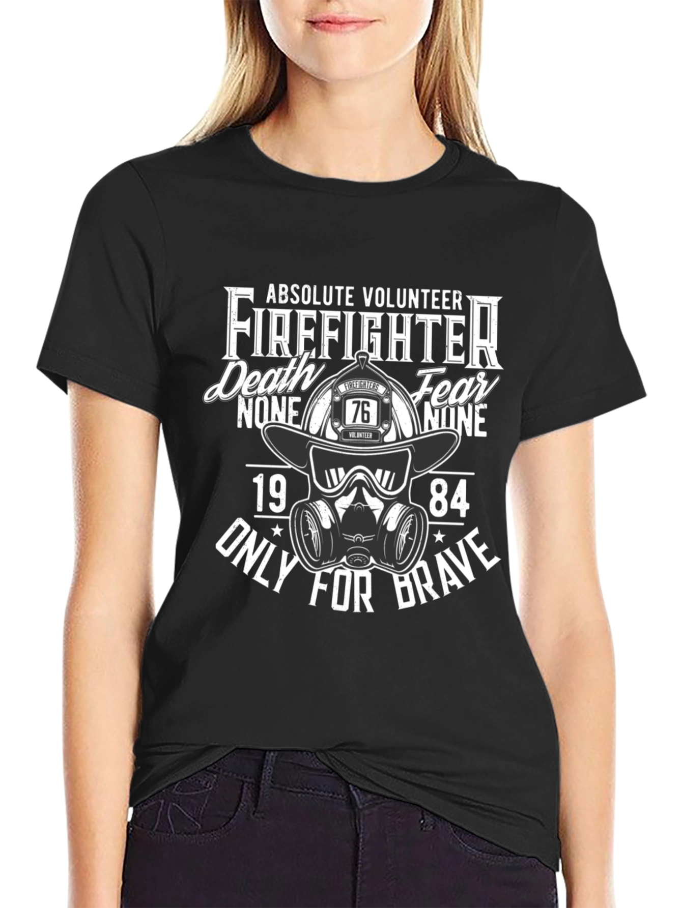 Black Firefighter Volunteer Graphic Tee view 2