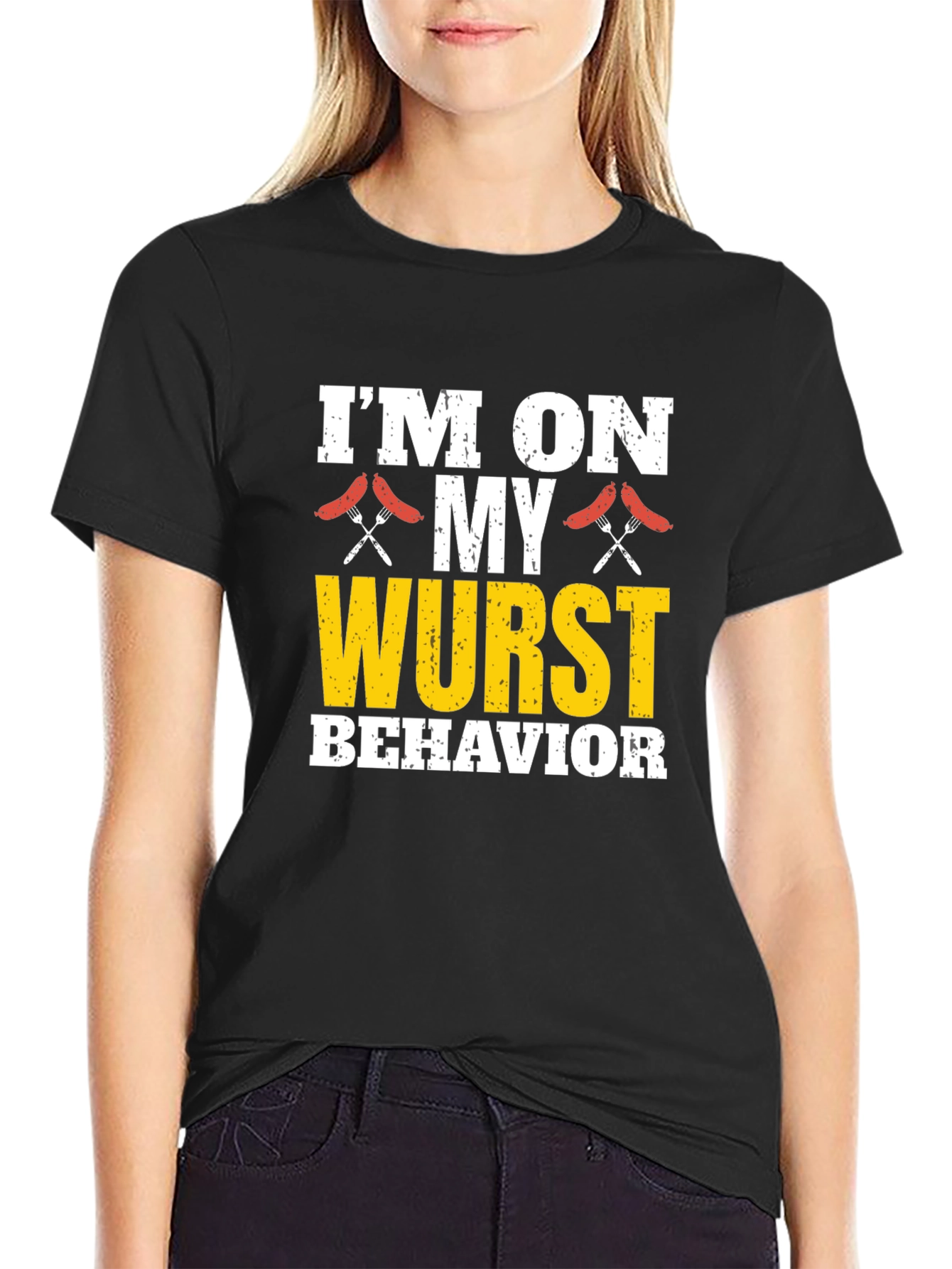Black I'm on My Wurst Behavior Funny BBQ Graphic T-Shirt view 2