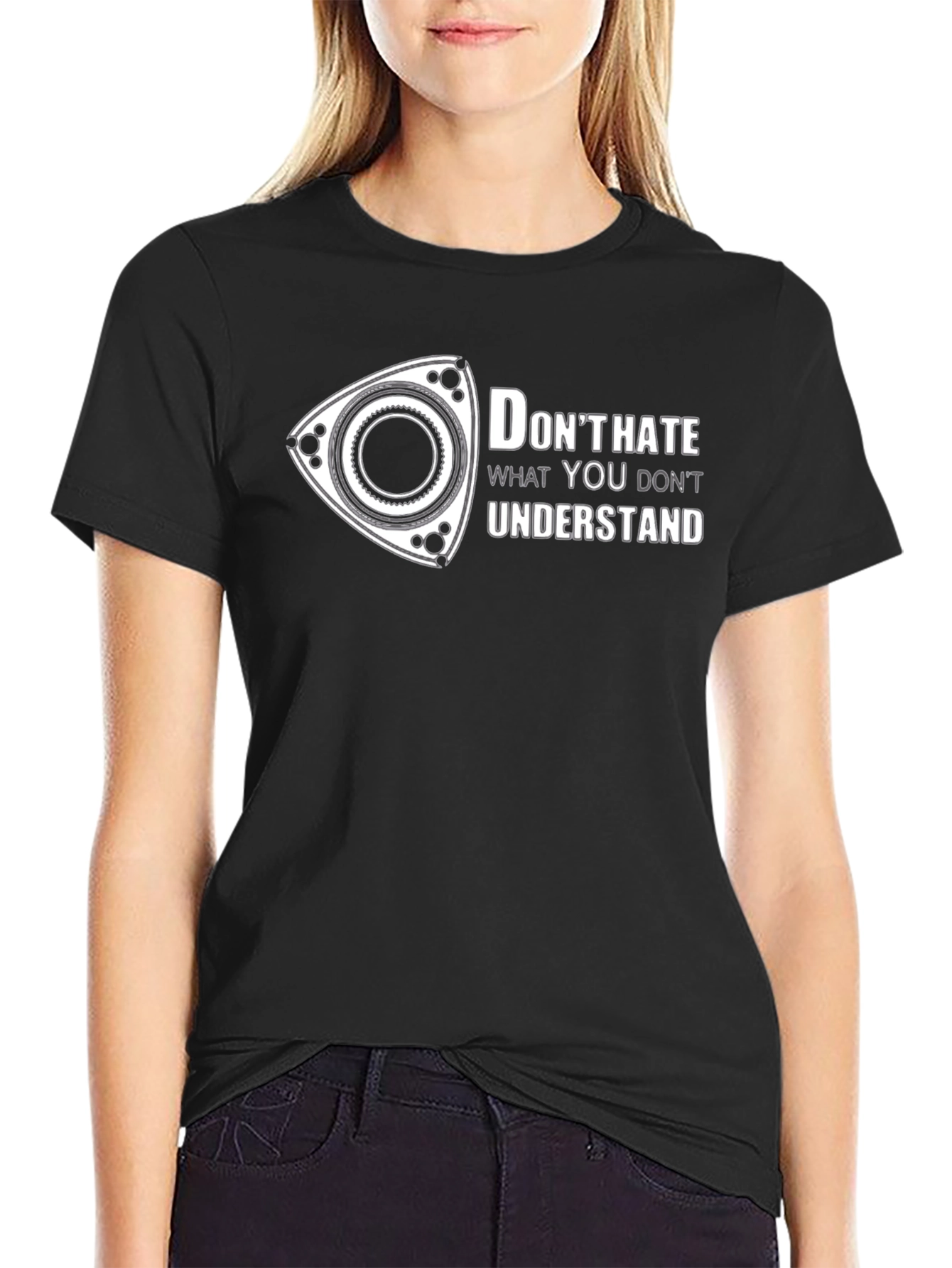 Black Rotary Engine "Don't Hate" Graphic T-Shirt view 2