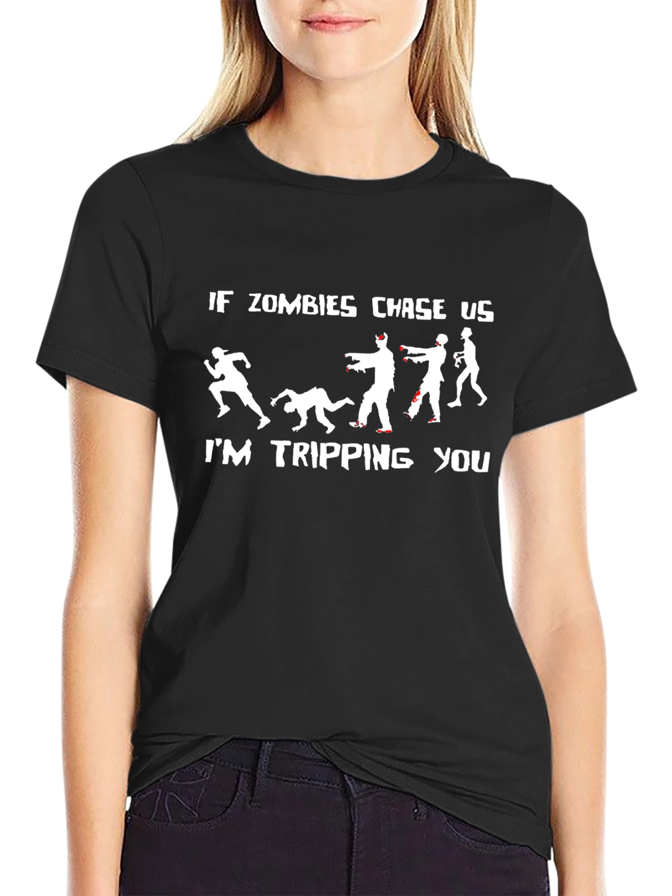 Black Zombie Chase T-Shirt - I'm Tripping You view 2