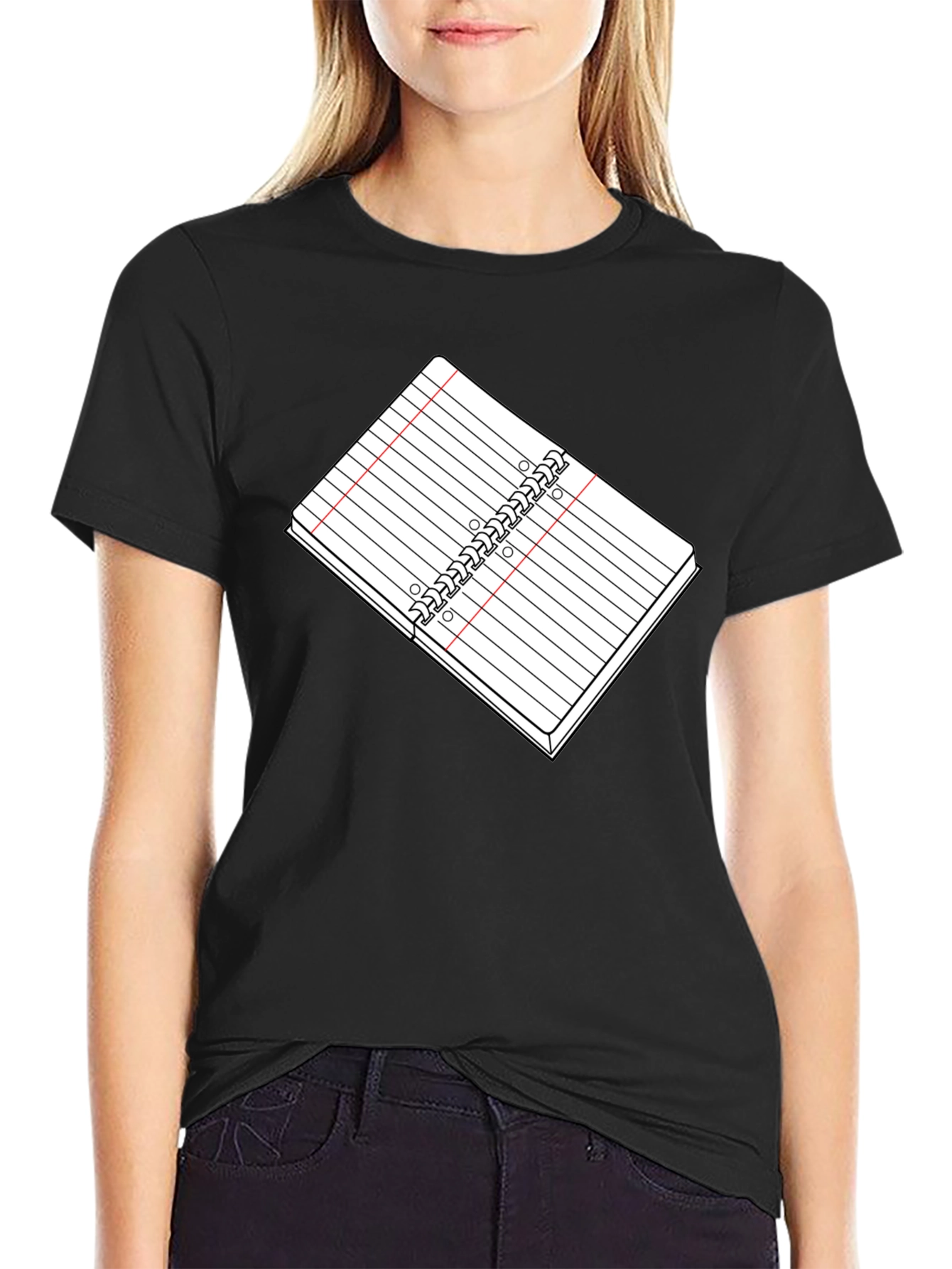 Black Notebook Graphic Tee - Black Cotton T-Shirt view 2