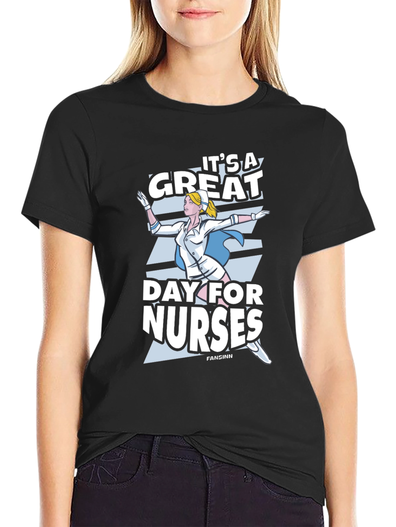 Black It's a Great Day For Nurses T-Shirt view 2