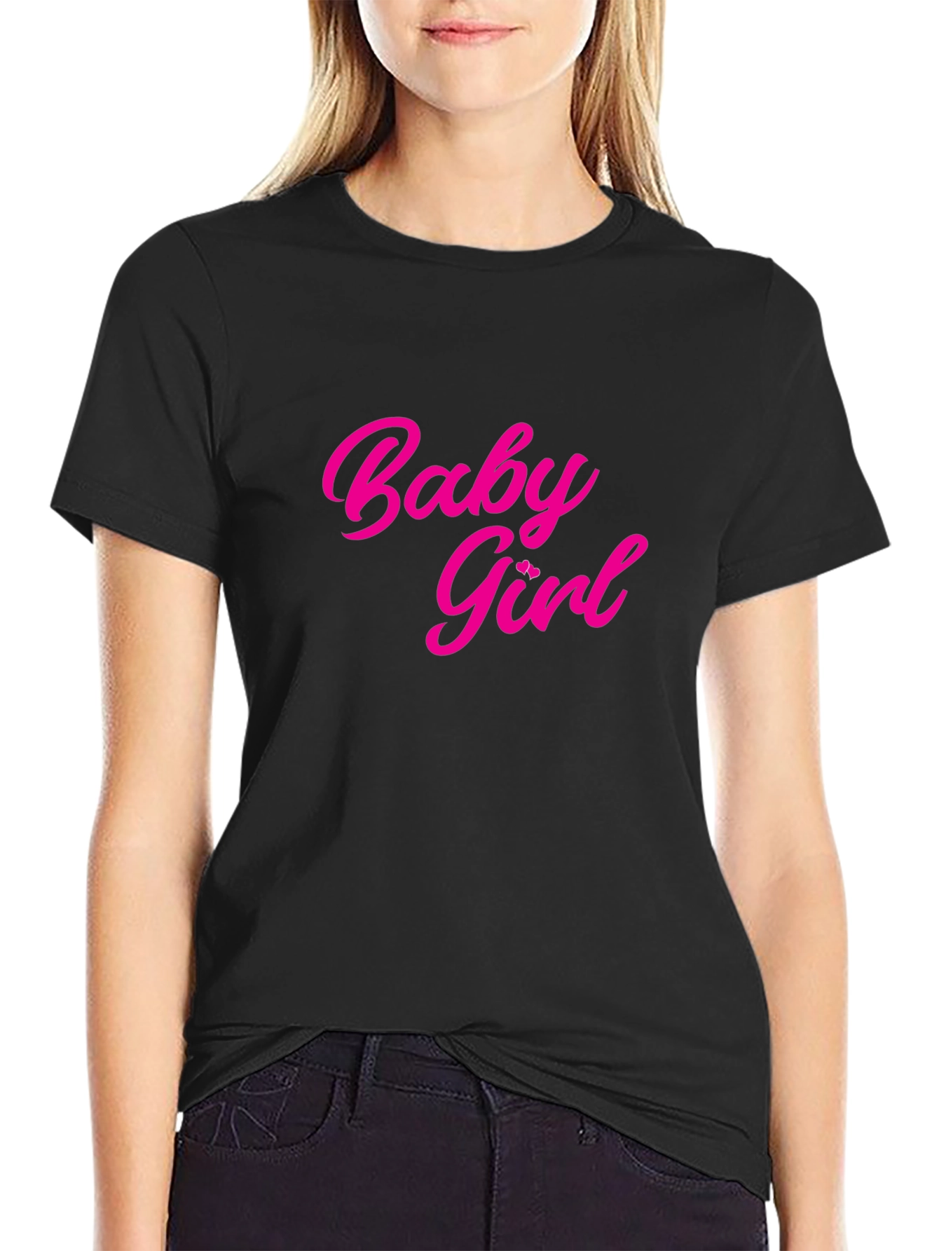 Black Baby Girl Pink Graphic Black T-Shirt view 2