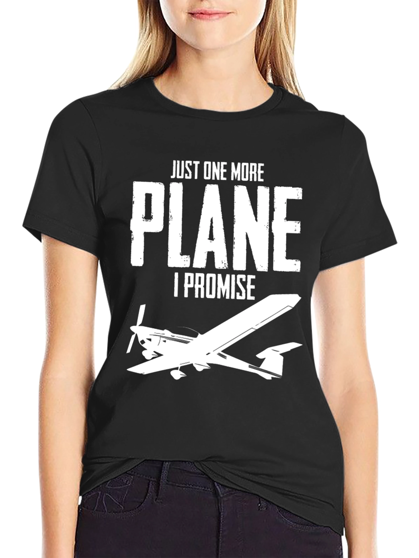 Black Just One More Plane T-Shirt view 2