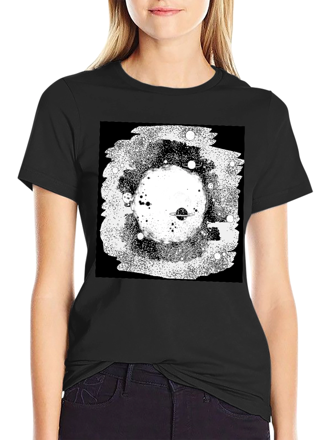 Black Cosmic Black T-Shirt - Galaxy Design view 2