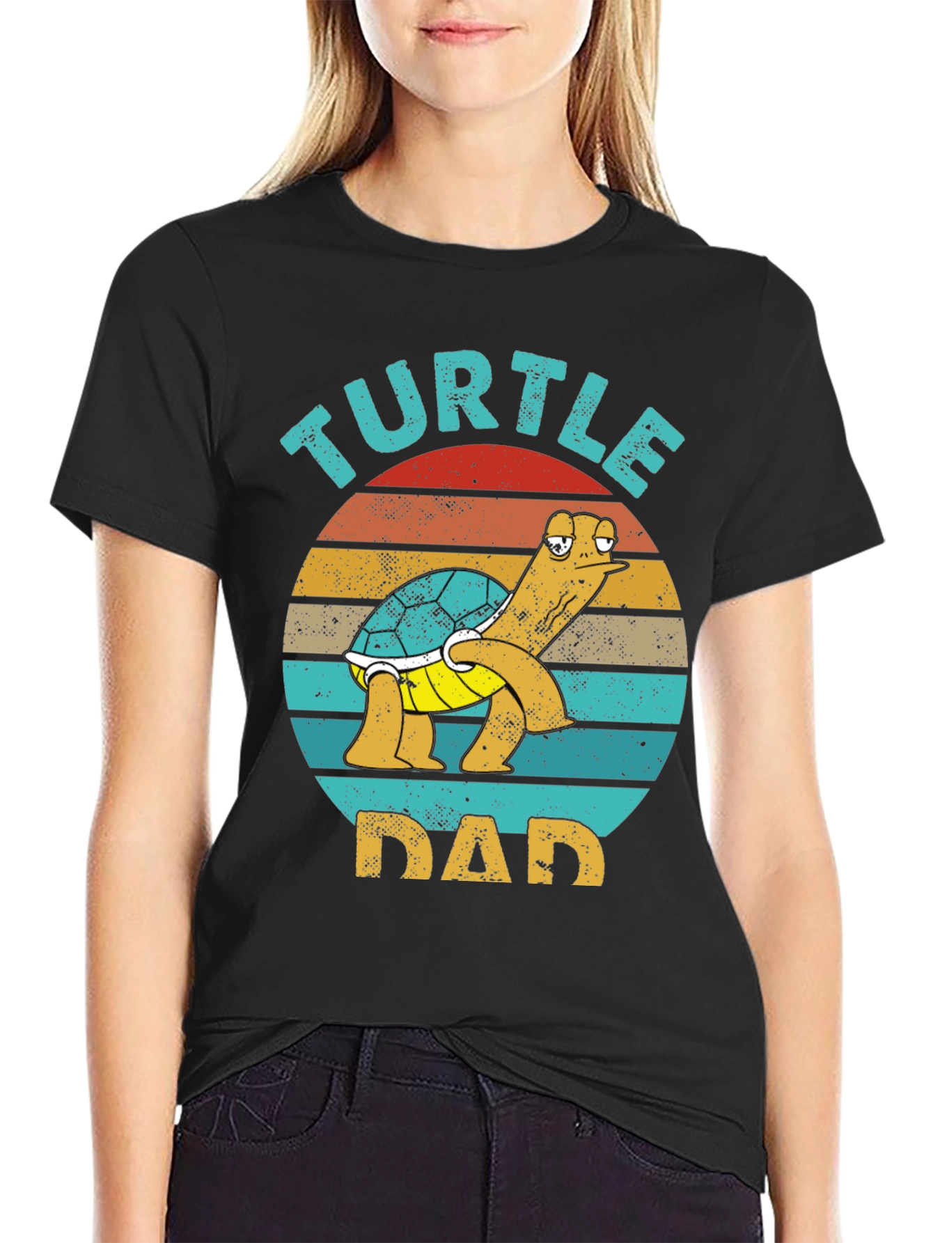 Black Turtle Dad Graphic Tee - Fun Father's Day T-Shirt view 2