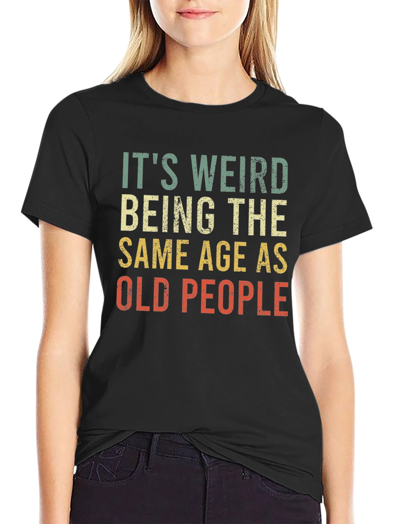 Black Funny "Old People" Graphic T-Shirt view 2