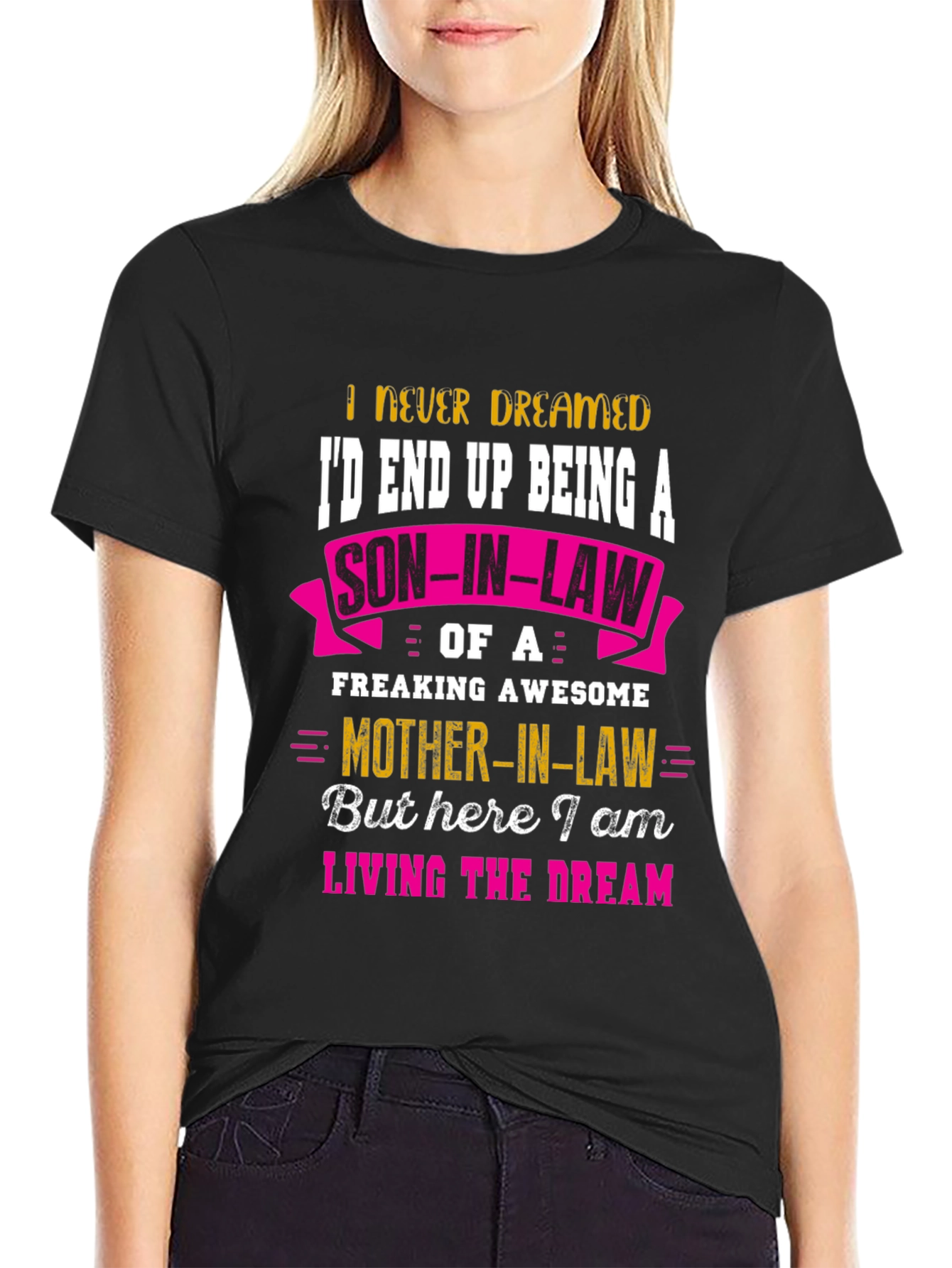 Black Funny Son-in-Law T-Shirt - Awesome Mother-in-Law Tee view 2