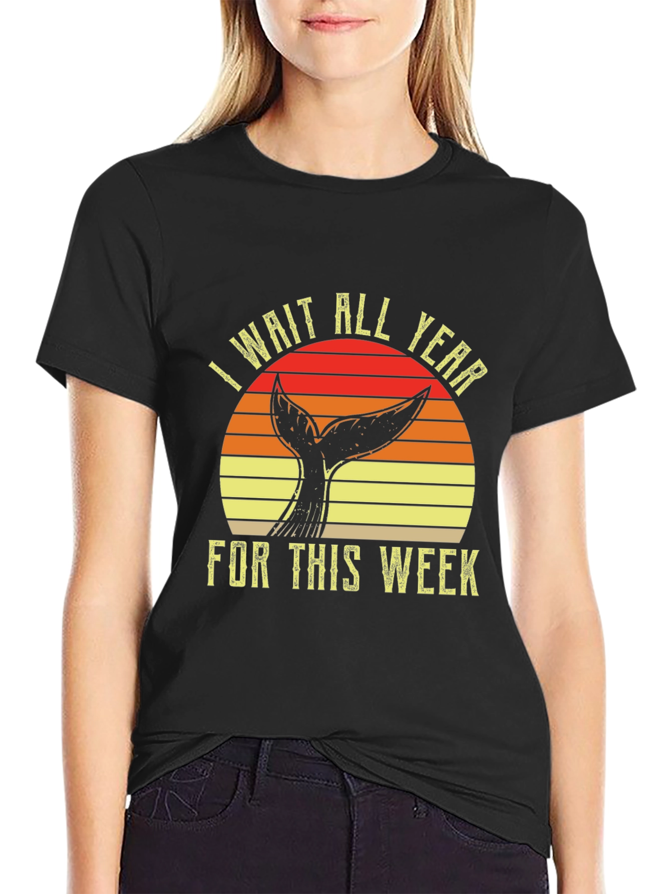 Black Whale Tail T-Shirt - I Wait All Year For This Week view 2