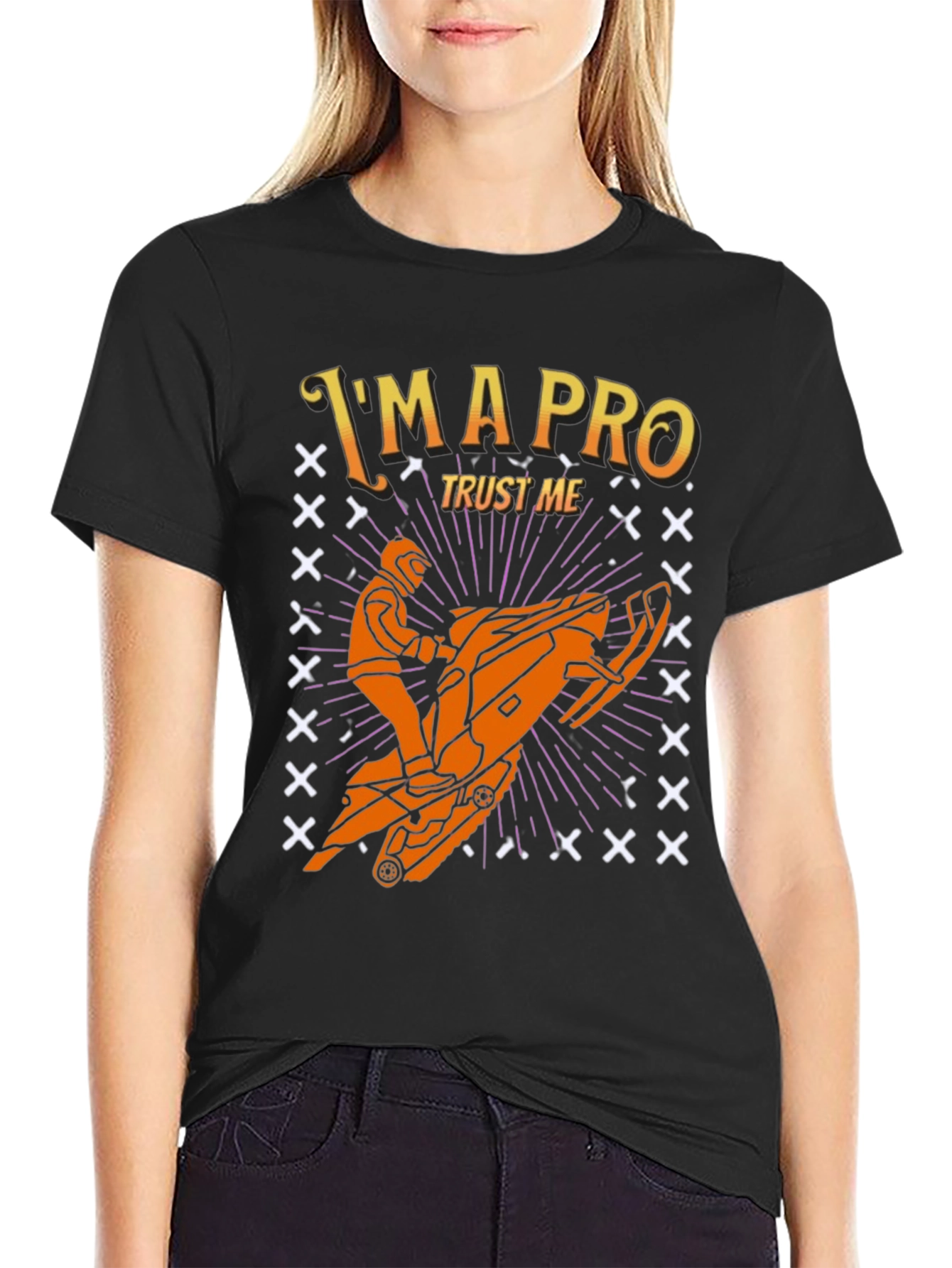 Black I'm A Pro Snowmobile T-Shirt view 2