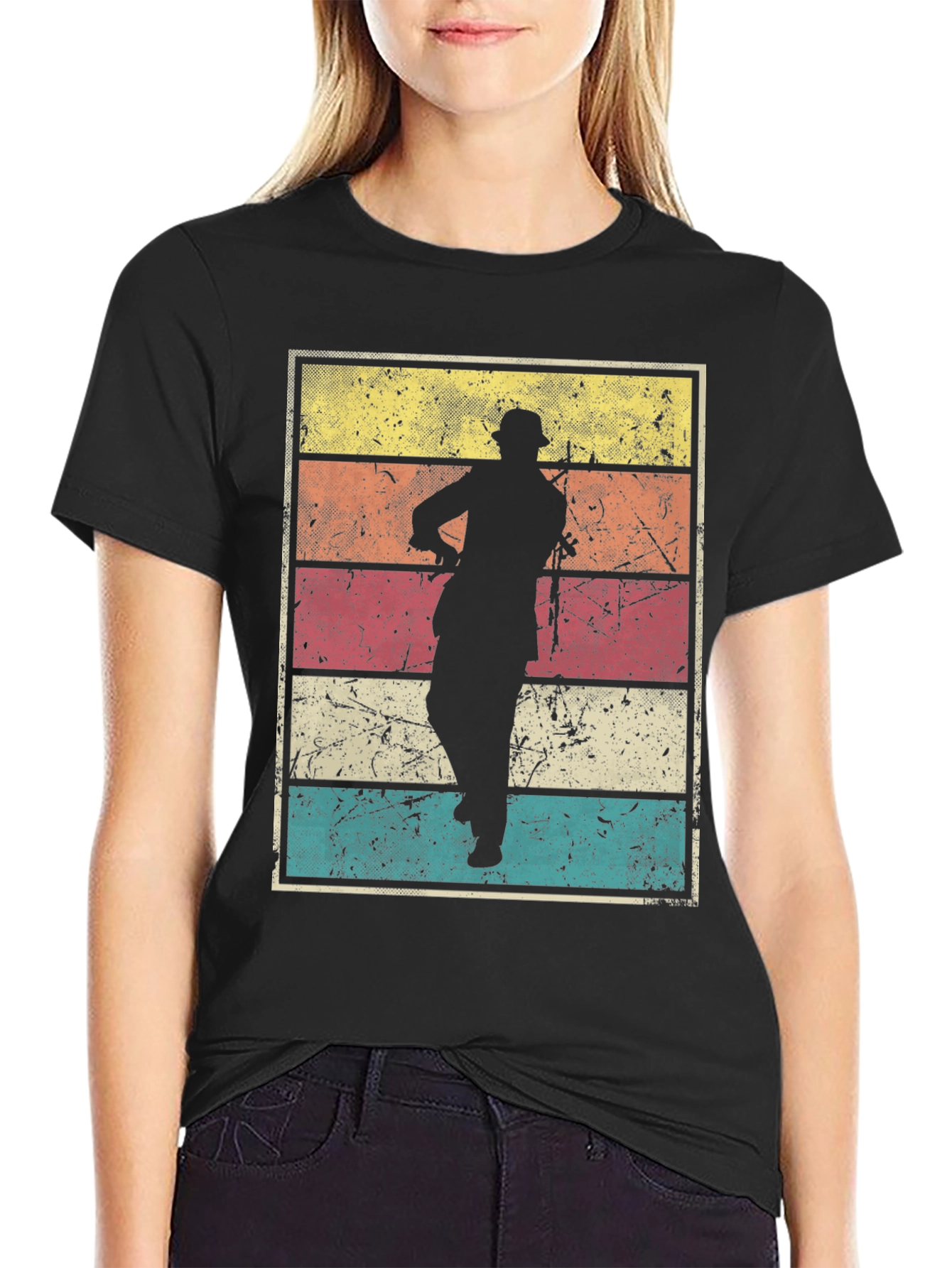 Black Retro Silhouette T-Shirt view 2