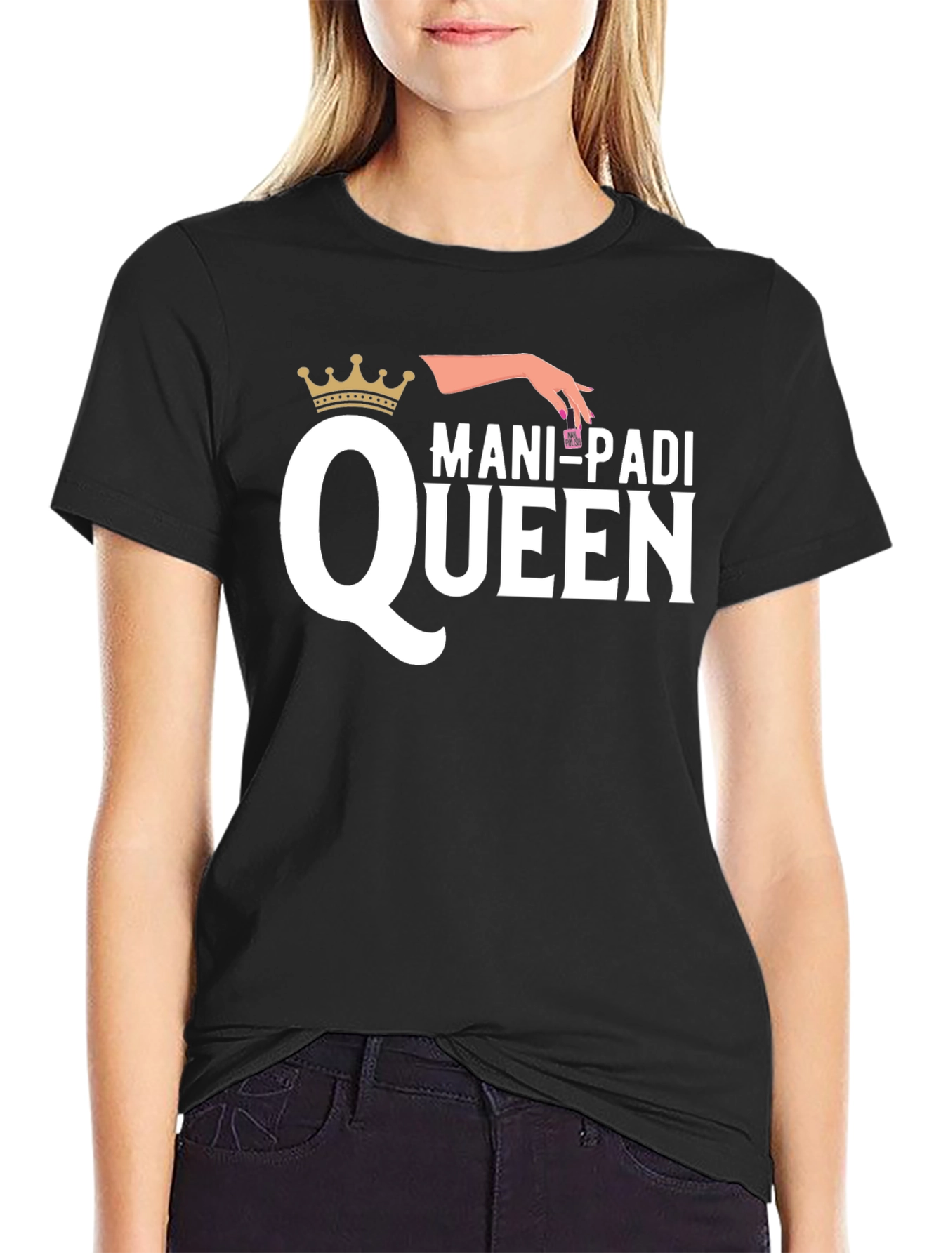 Black Mani-Padi Queen Graphic T-Shirt view 2