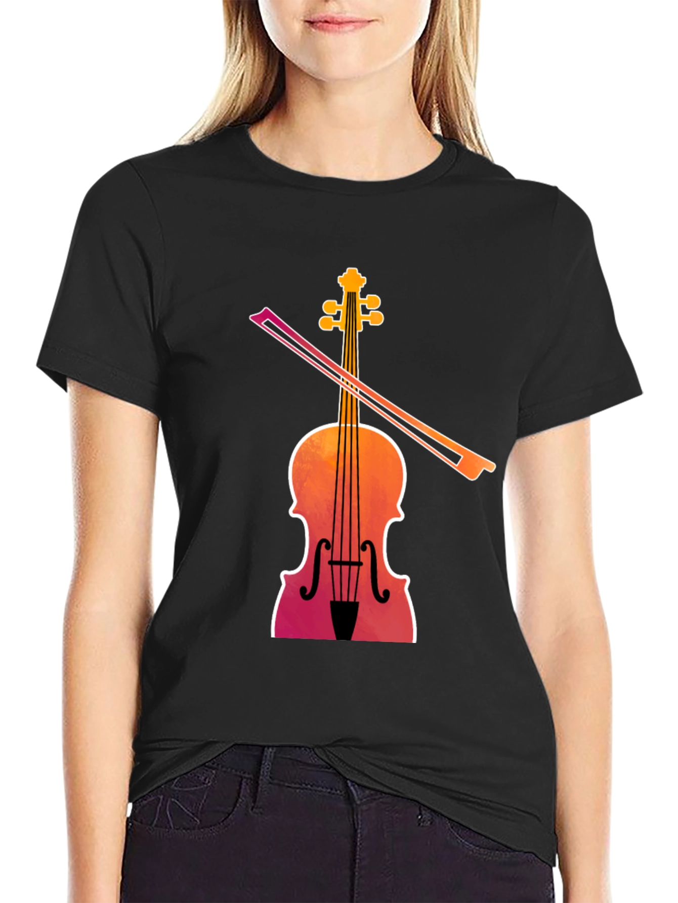 Black Violin Graphic Tee - Musical Instrument T-Shirt view 2